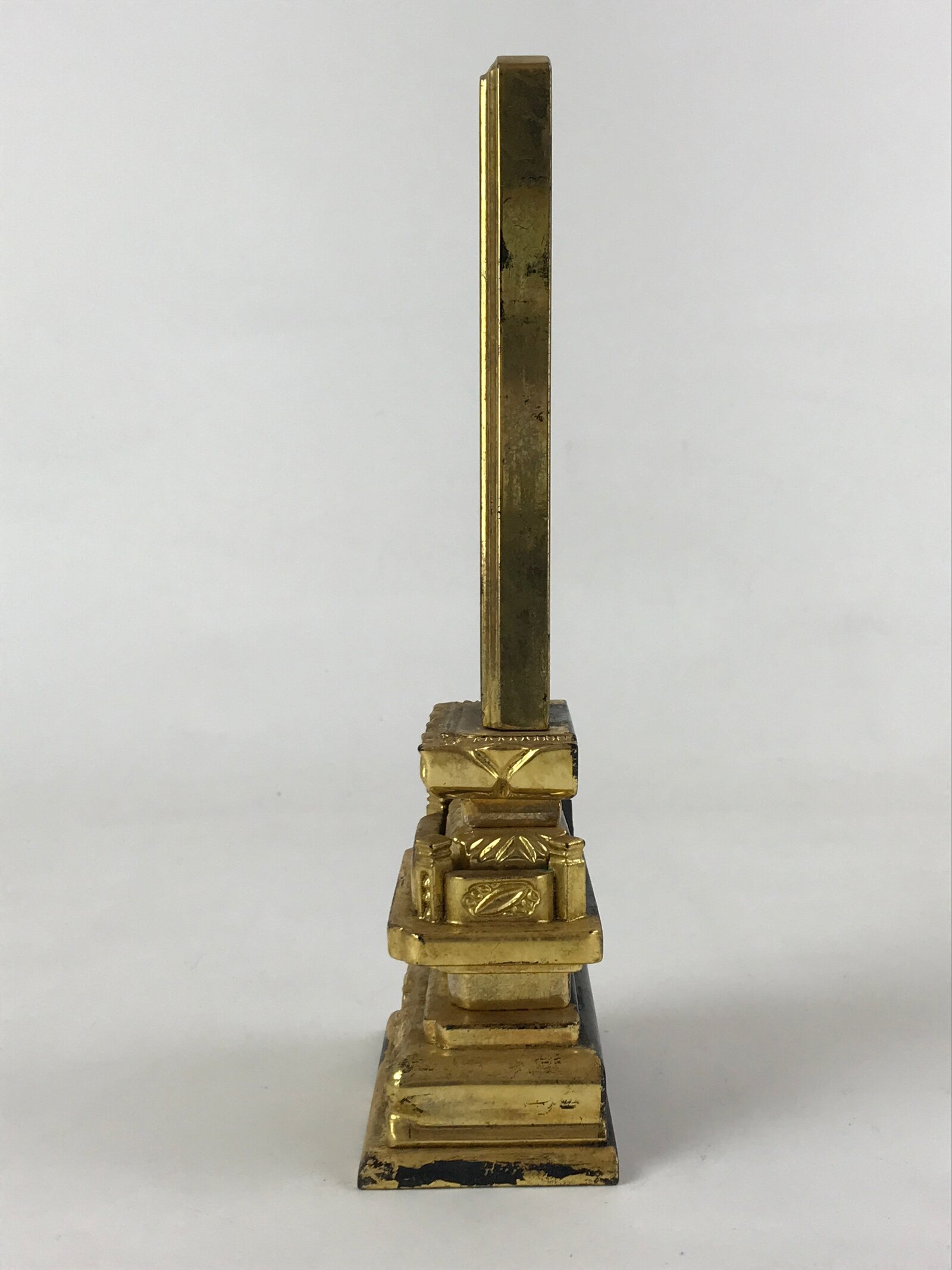 Japanese Buddhist Altar Spiritual Tablet Vtg Black Gold Lacquer Wood Ihai BA179