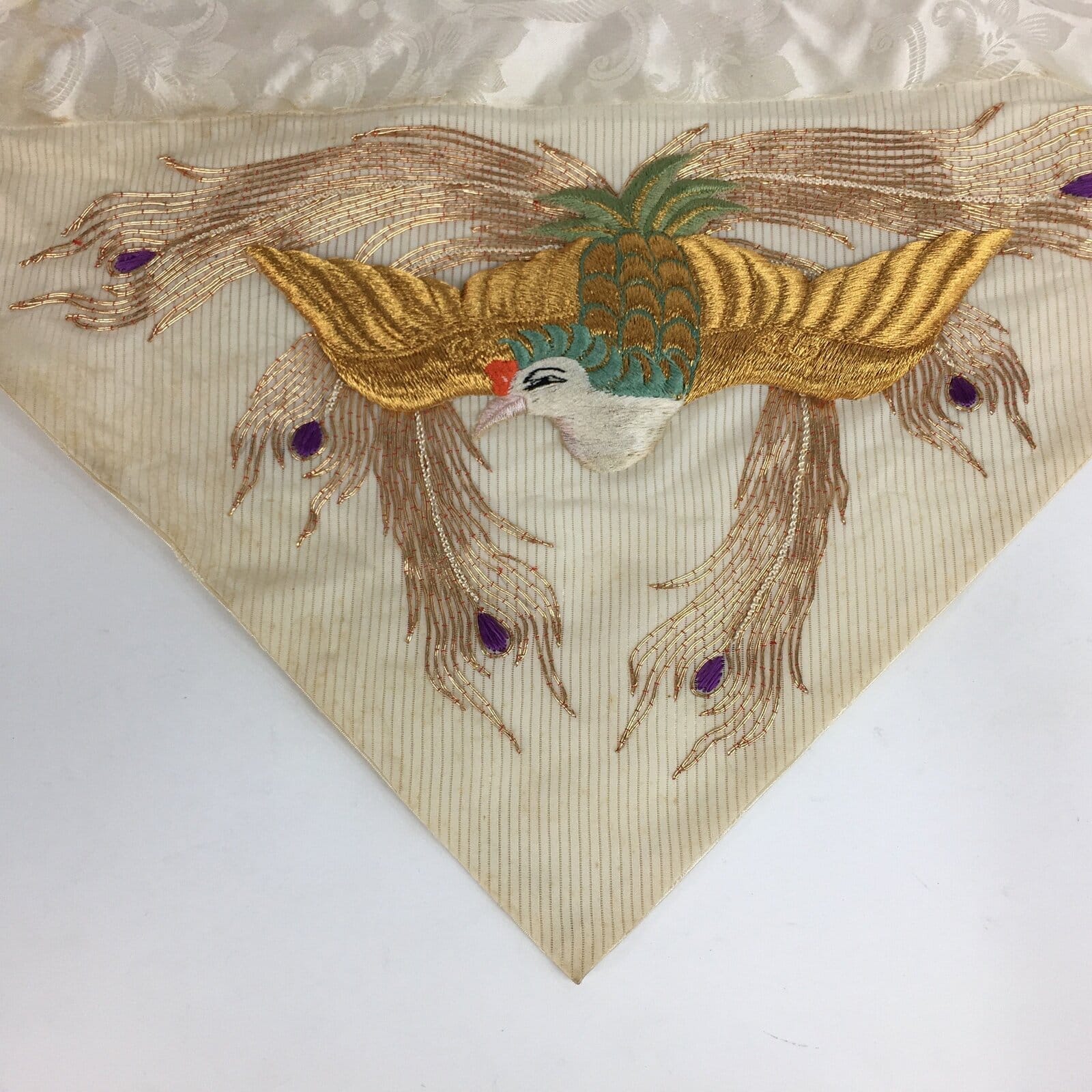 Japanese Buddhist Altar Table Cloth Vtg 66cm Uchishiki Peacock Kyozukue BU465