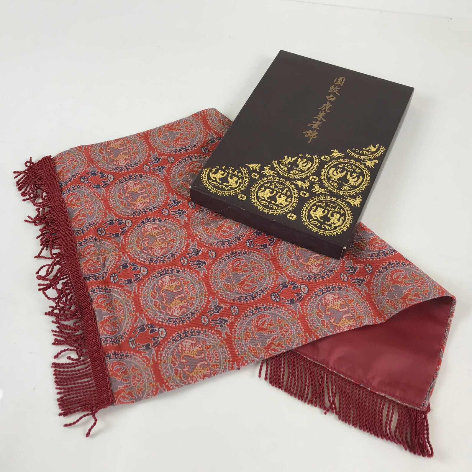 Japanese Buddhist Altar Table Cover Kyozukue Mat White Tiger Suzaku Bird BU786