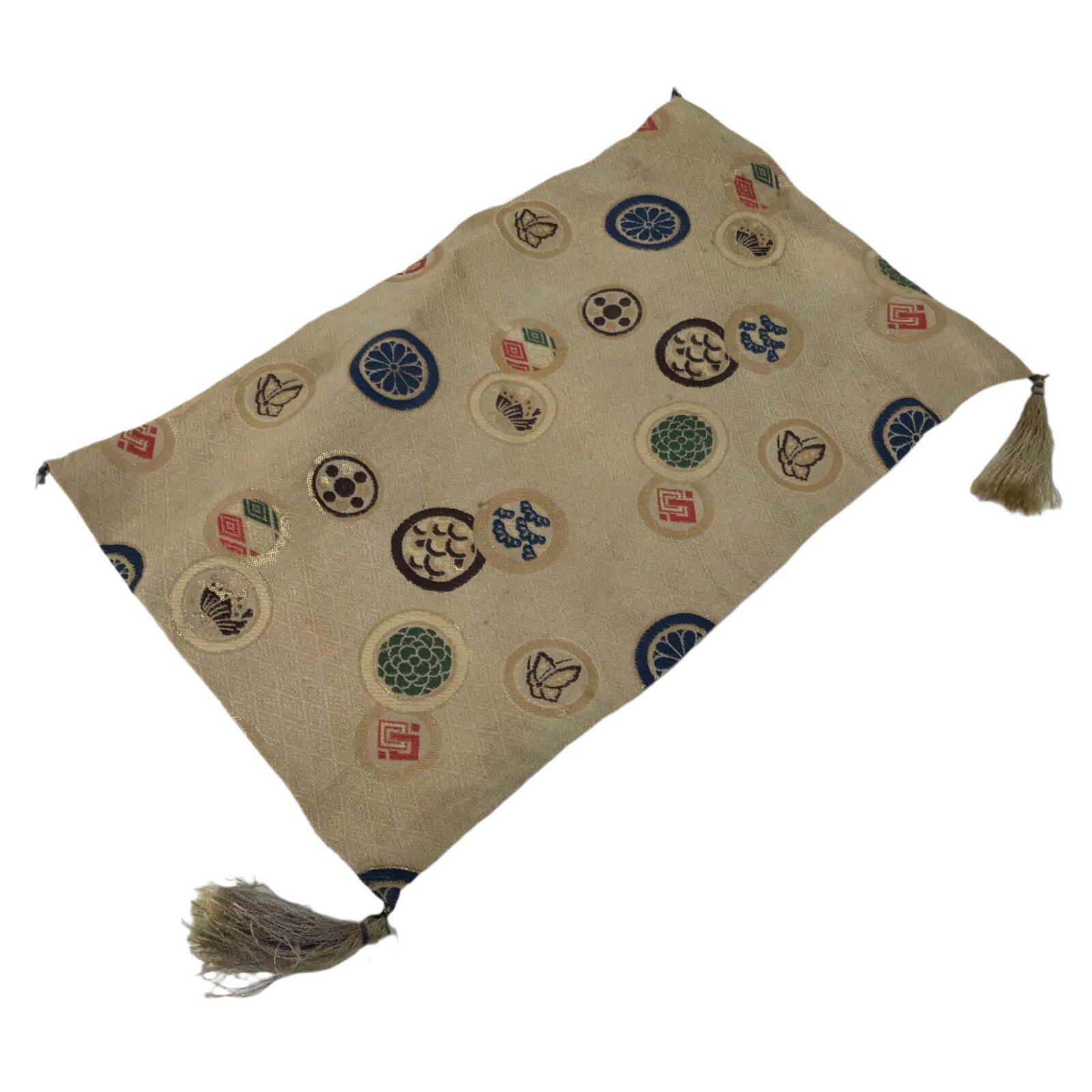 Japanese Buddhist Altar Table Silk Cloth Uchishiki Rectangle Kyozukue Mon BA566