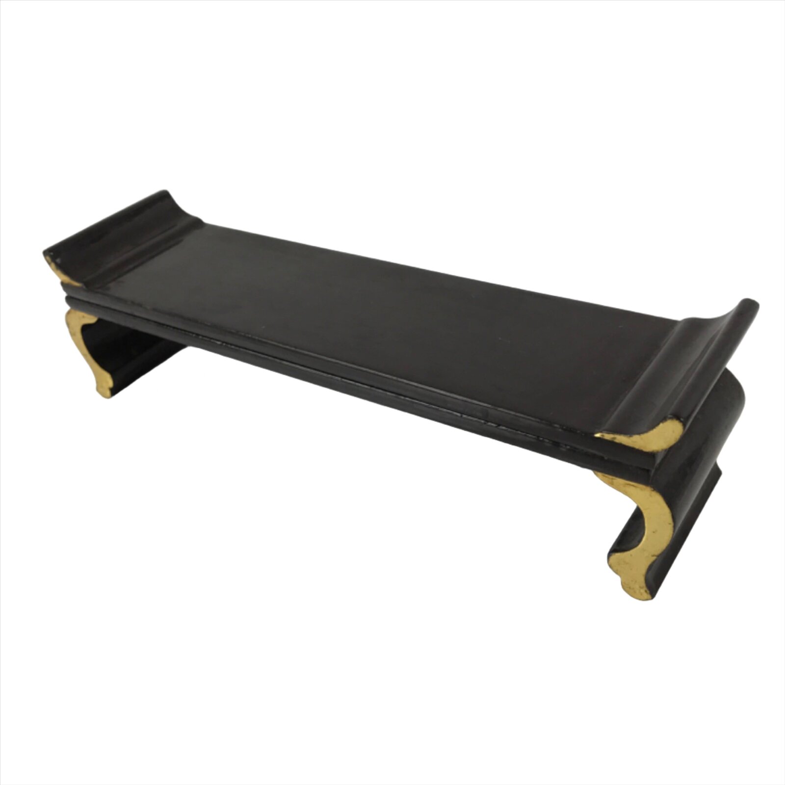 Japanese Buddhist Altar Wood Lacquer Offering Table Vtg Maejoku Black Gold BA295