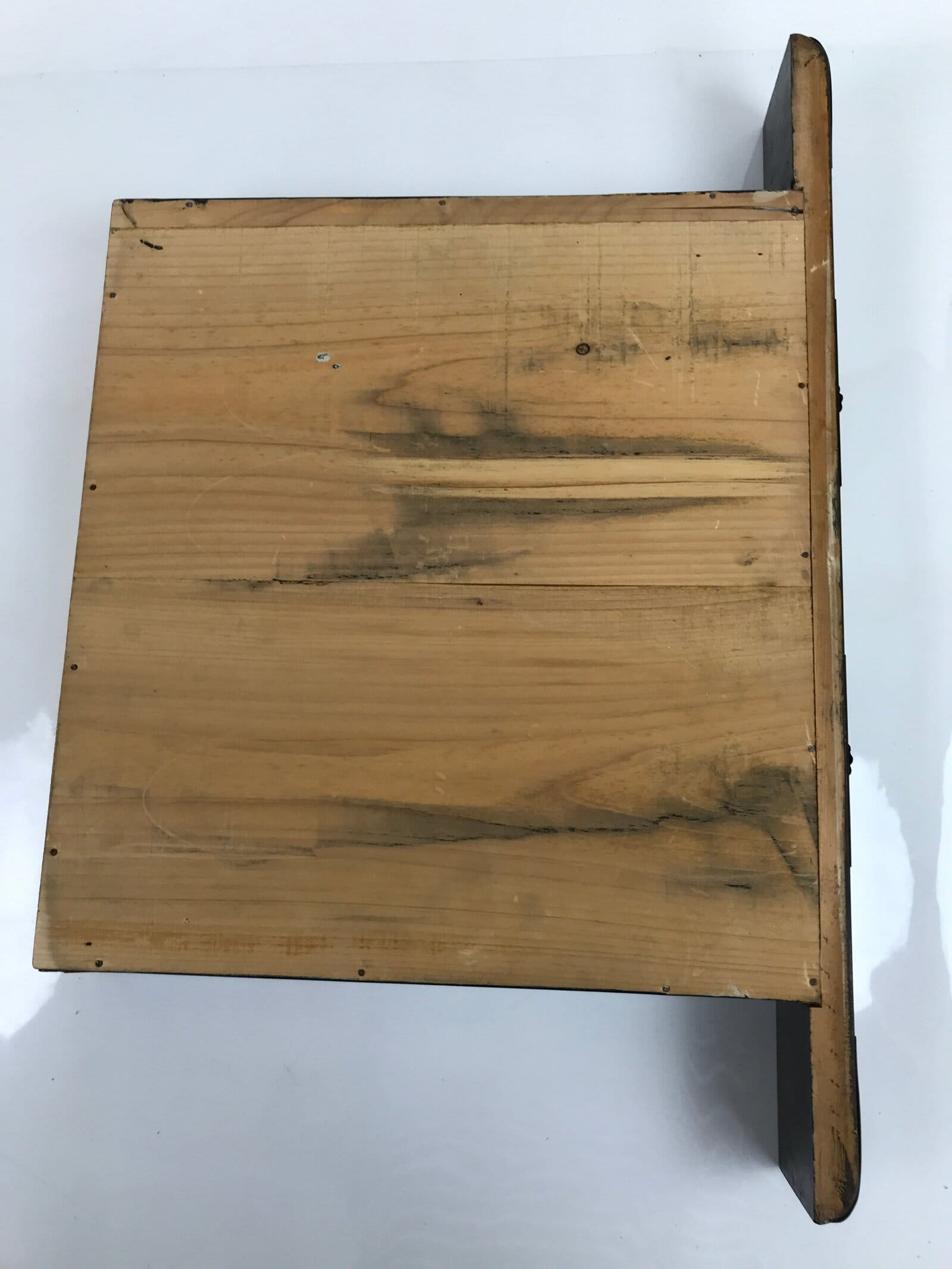 Japanese Buddhist Altar Wood Lacquered Drawer Tray Vtg Brown Black Bronze BA306