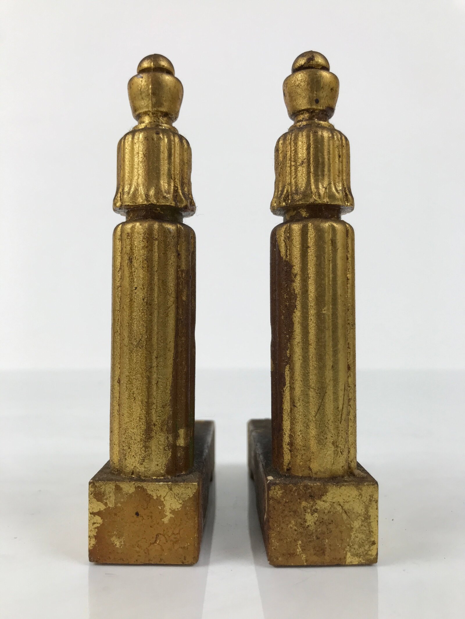 Japanese Buddhist Altar Wooden Kouran Railing Decorative Part Vtg 2pc Gold BA753