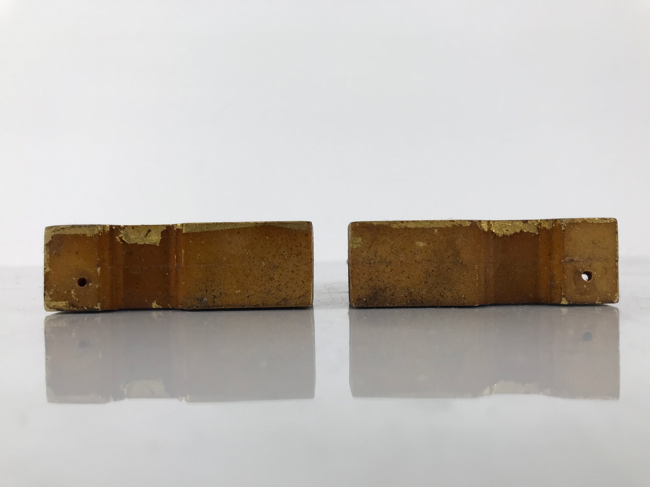 Japanese Buddhist Altar Wooden Kouran Railing Decorative Part Vtg 2pc Gold BA753