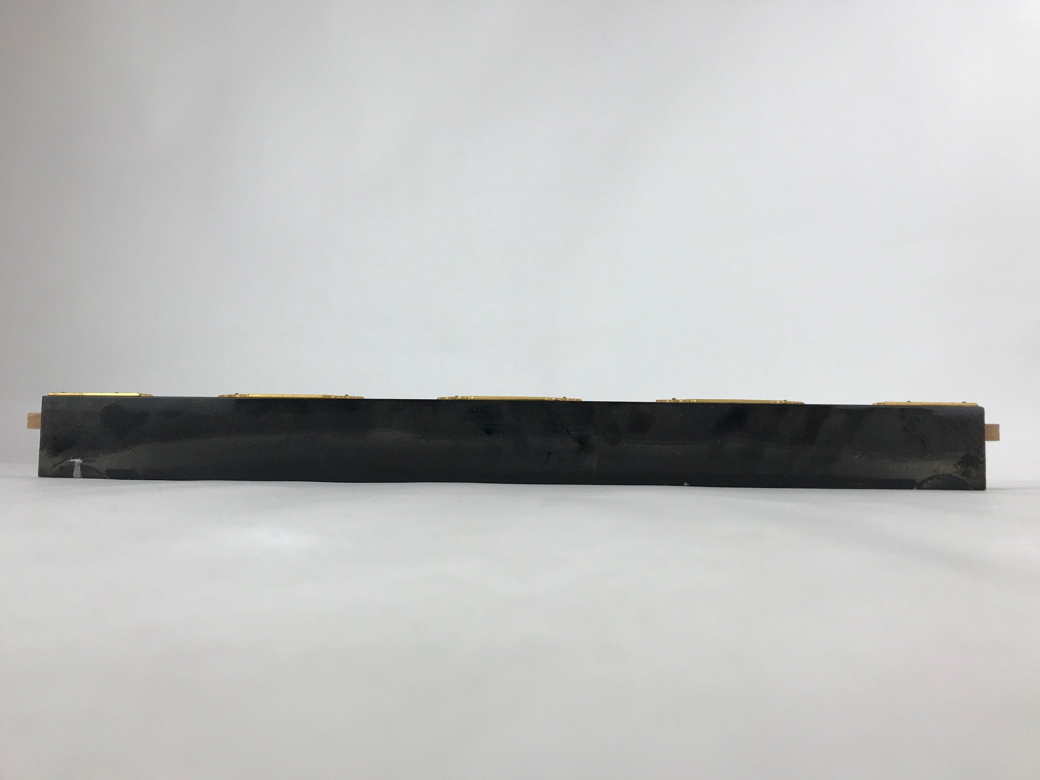 Japanese Buddhist Altar Wooden Lacquered Border Part Vtg Brass Metal Gold BA237