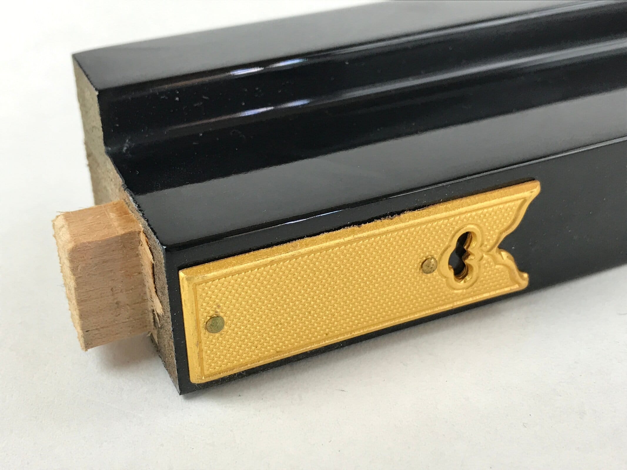 Japanese Buddhist Altar Wooden Lacquered Border Part Vtg Brass Metal Gold BA237