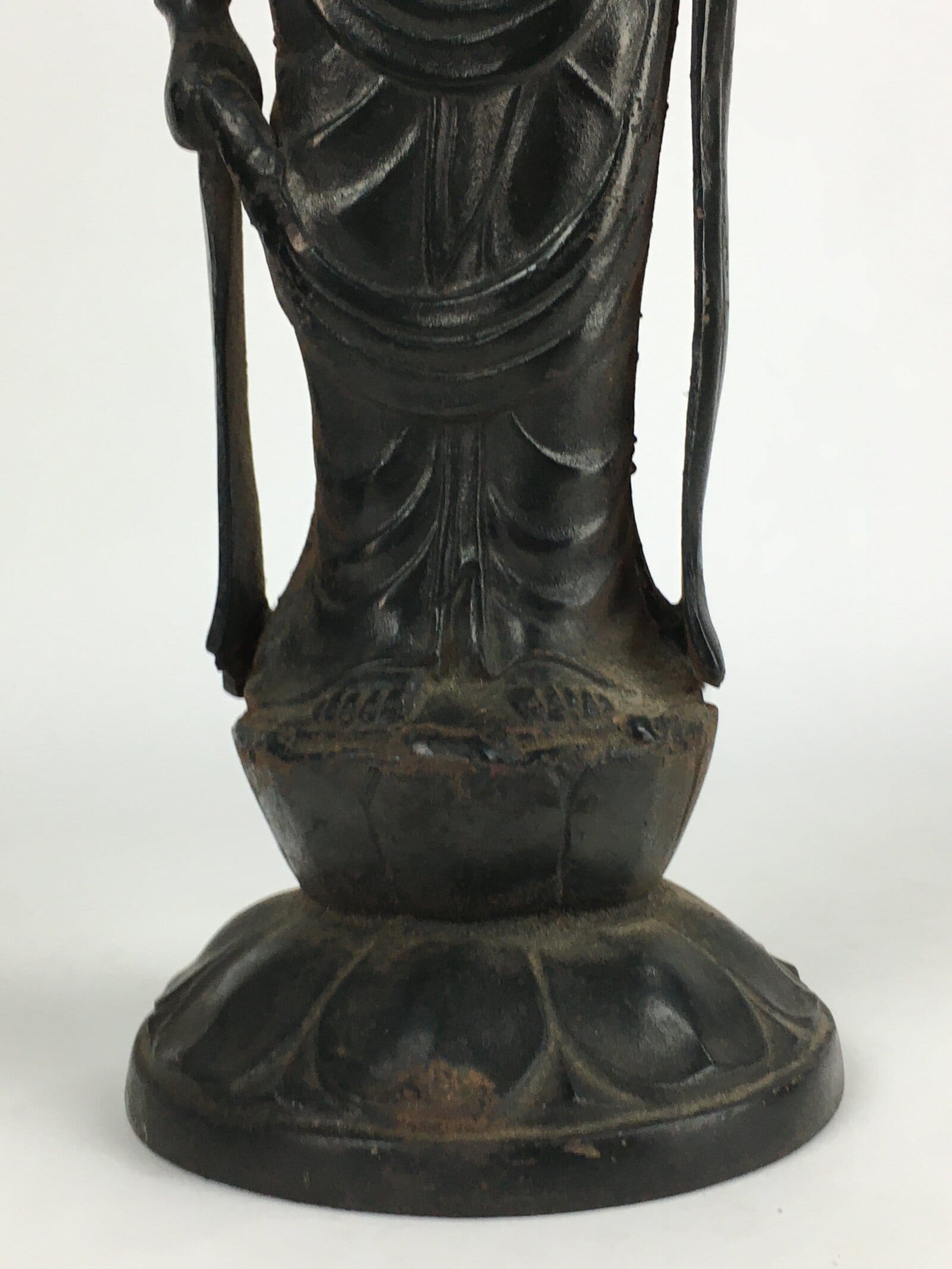 Japanese Buddhist Art Kannon Bosatsu Iron Statue Vtg Tetsu BD804