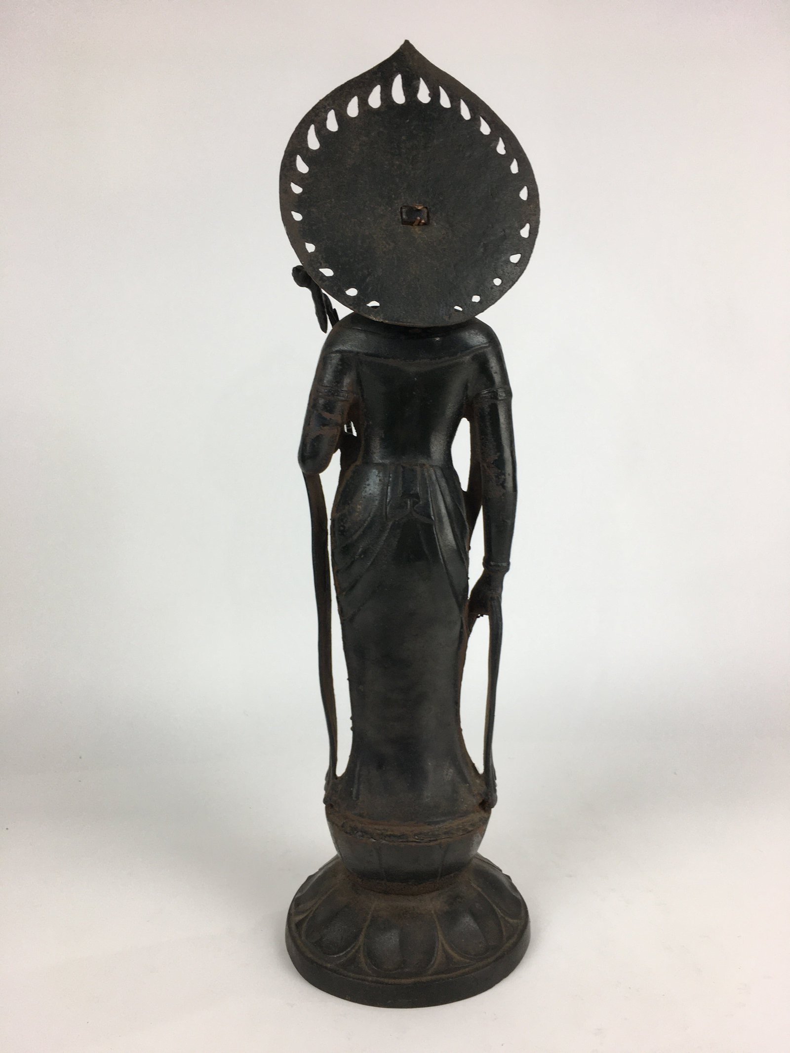 Japanese Buddhist Art Kannon Bosatsu Iron Statue Vtg Tetsu BD804