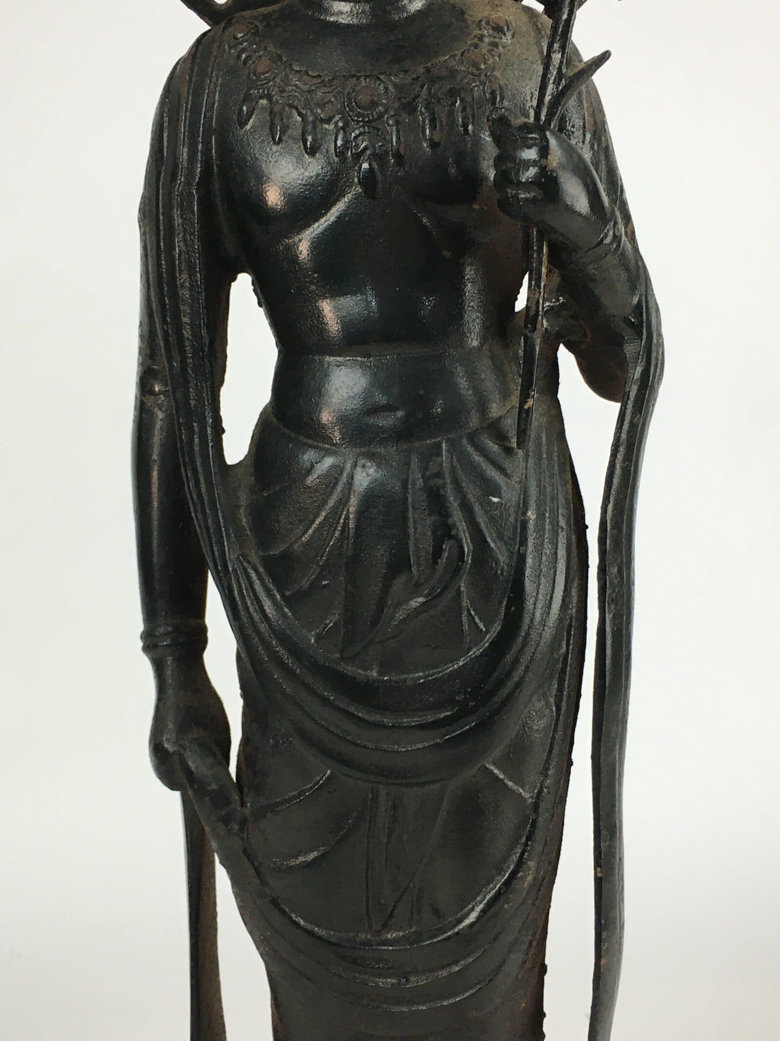 Japanese Buddhist Art Kannon Bosatsu Iron Statue Vtg Tetsu BD804