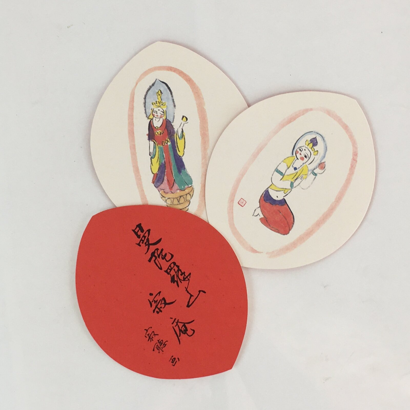 Japanese Buddhist Art Petal Kannon Vtg Jakucho Setouchi Paper BU763