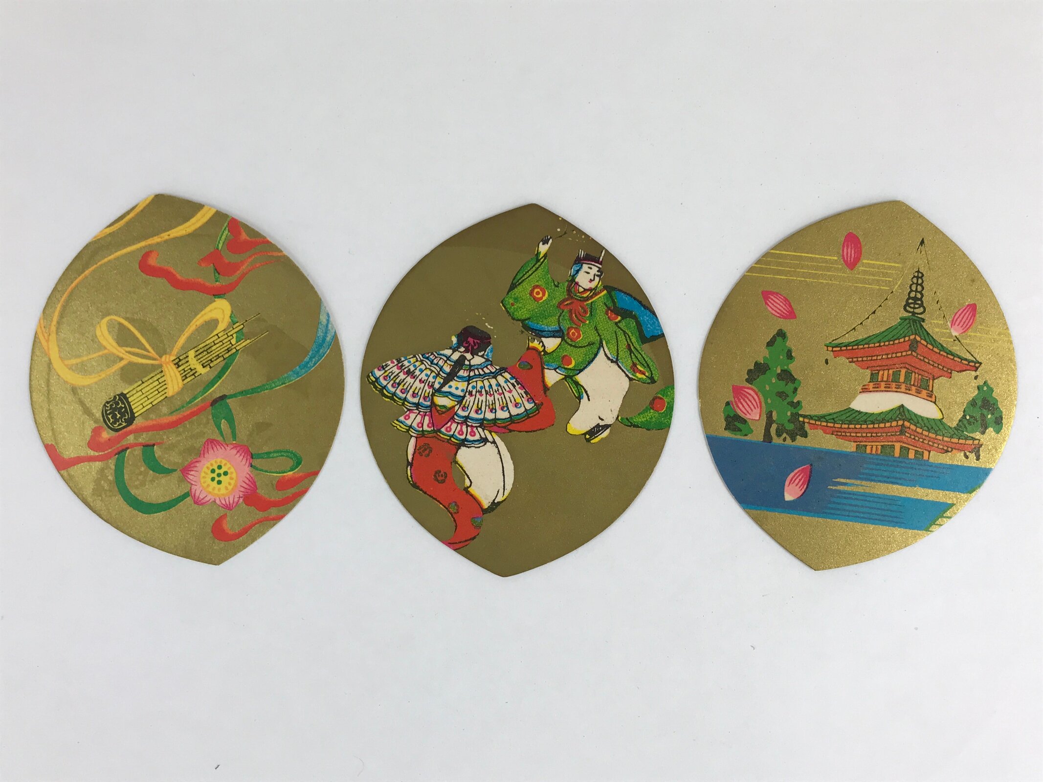 Japanese Buddhist Art Petal Sange Paper Vtg Lucky Charm Memorial Service BU899