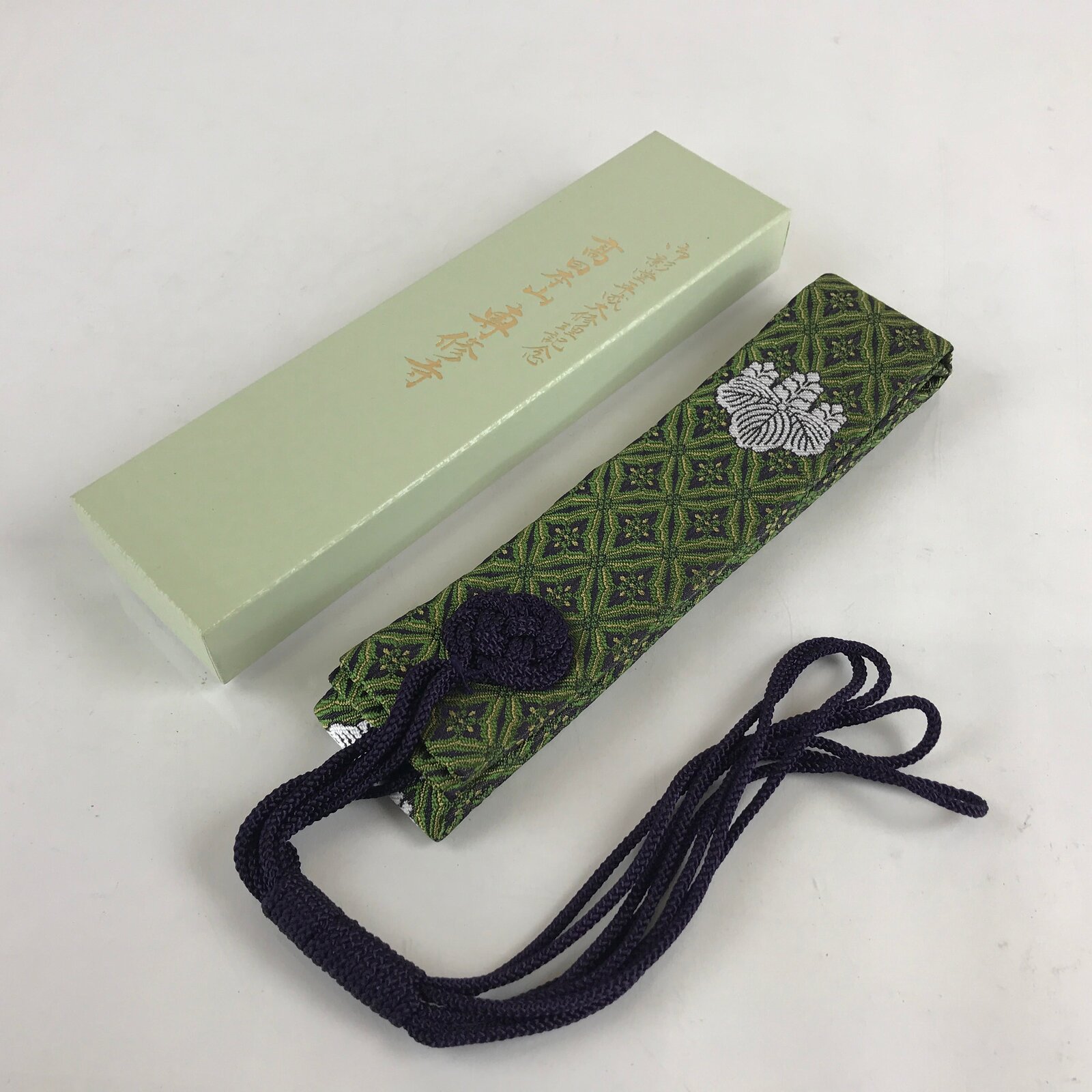 Japanese Buddhist Costume Kesa Wagesa Hangesa Vtg Green Gold Crest Temple BU901