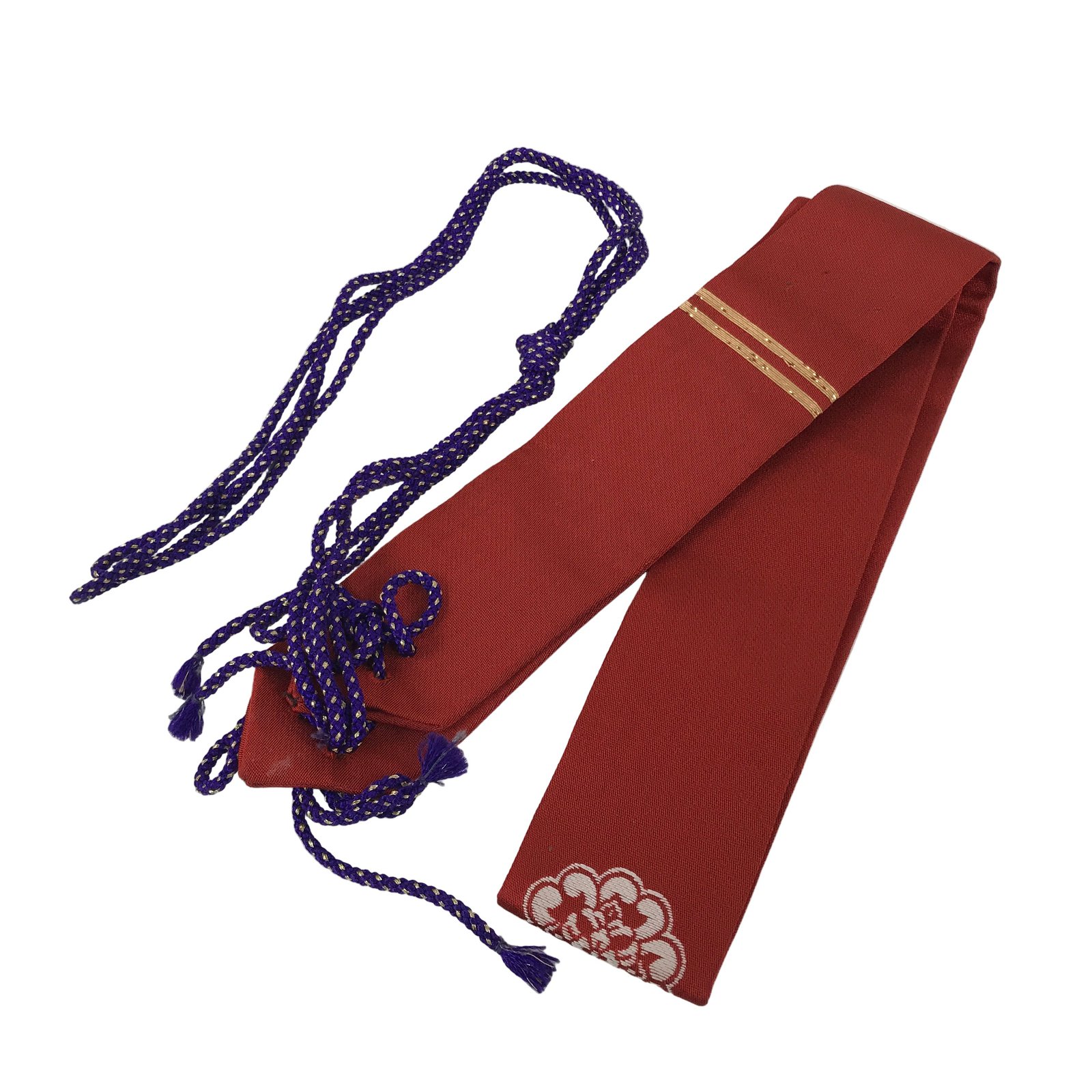 Japanese Buddhist Costume Surplice Sash Vtg Kataginu Wagesa Red Gold BA834