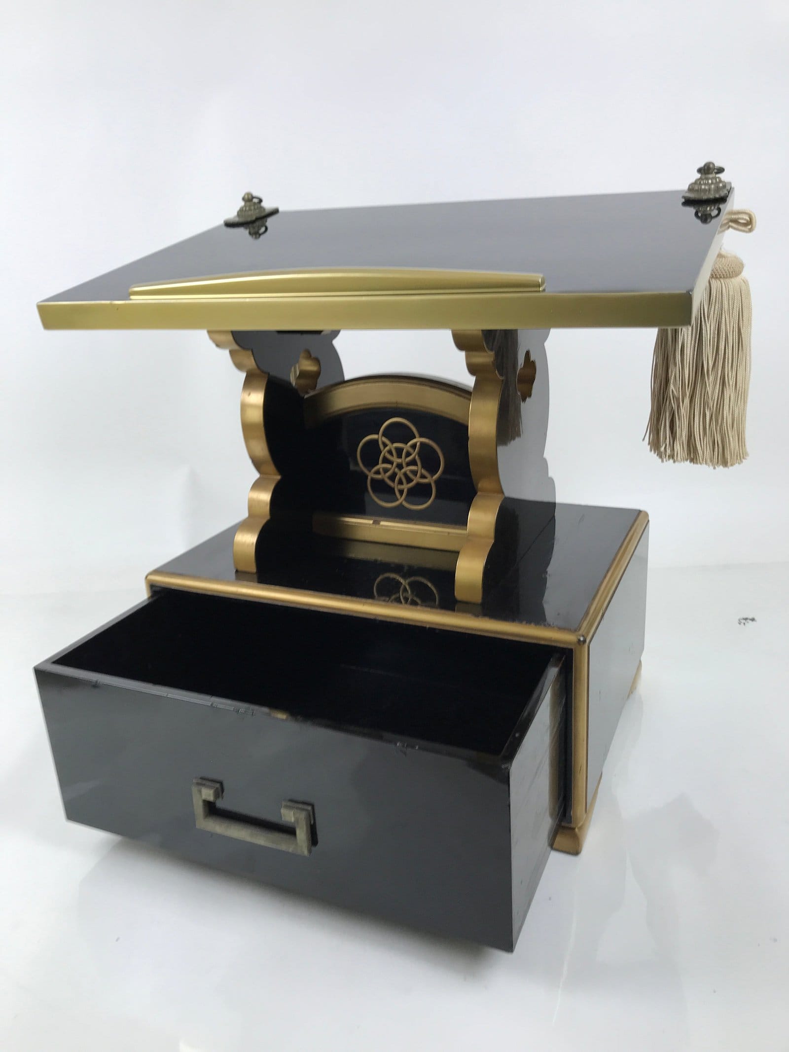 Japanese Buddhist Lacquered Hedai Shokendai Sutra Book Reading Stand Makie BA721