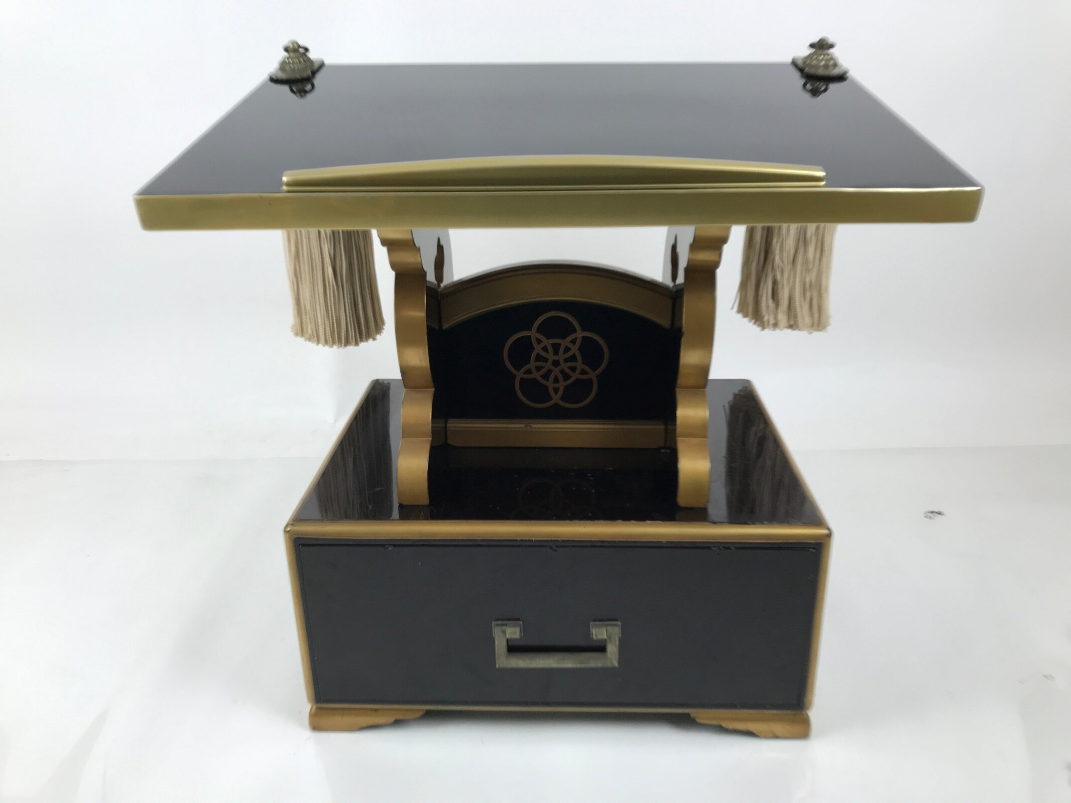 Japanese Buddhist Lacquered Hedai Shokendai Sutra Book Reading Stand Makie BA721