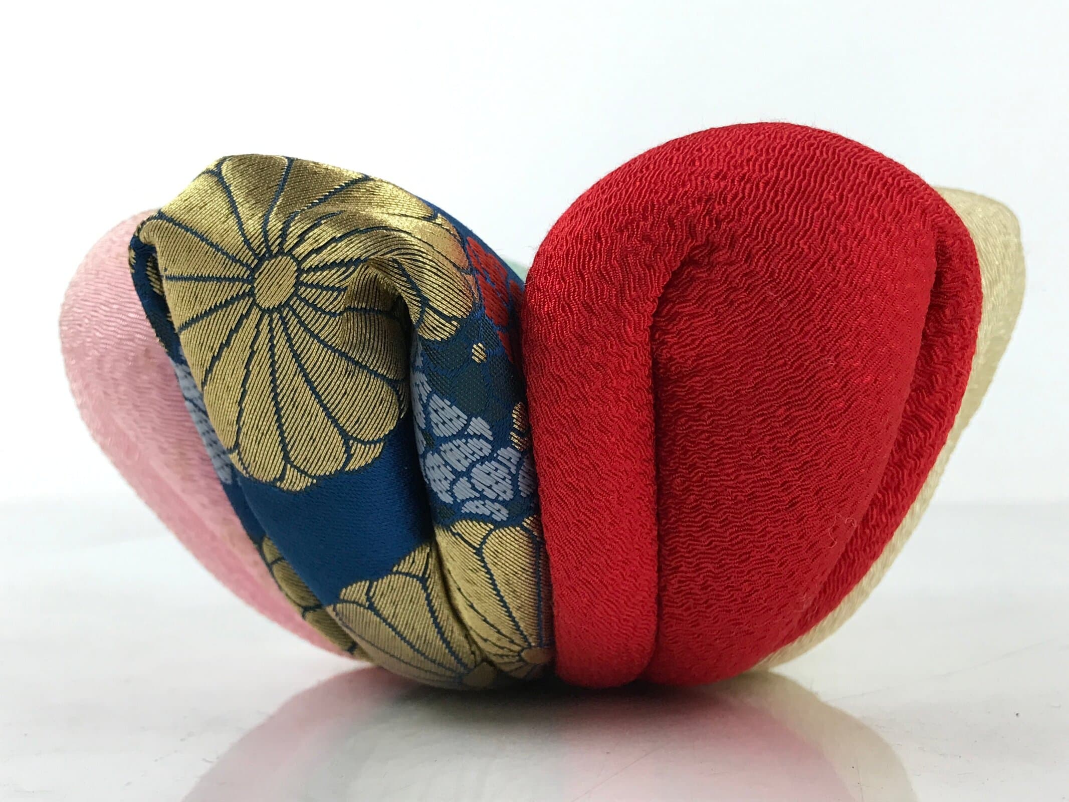 Japanese Buddhist Orin Bell Singing Bowl Fabric Pillow Multicolor Chirimen BA545