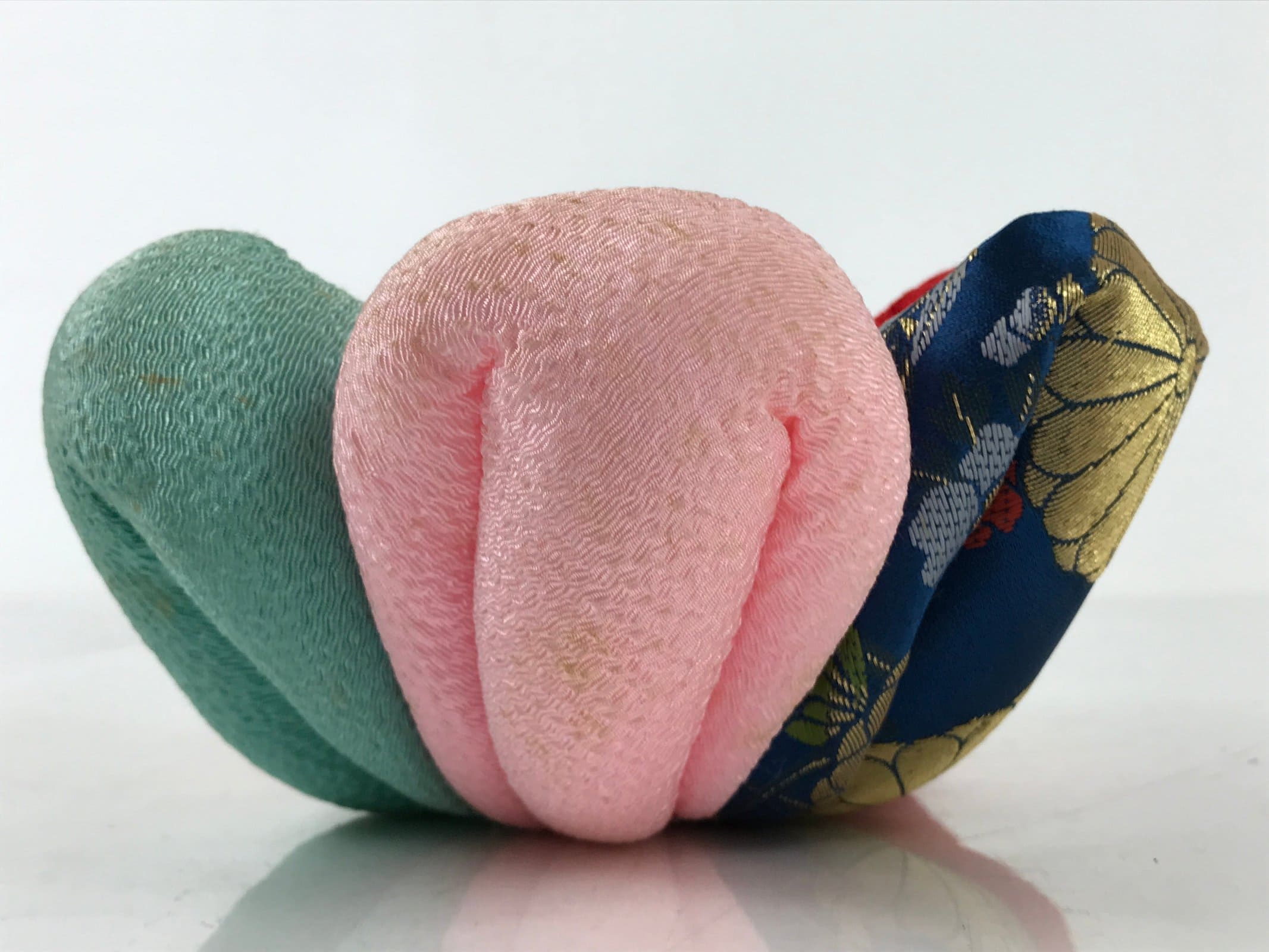 Japanese Buddhist Orin Bell Singing Bowl Fabric Pillow Multicolor Chirimen BA545