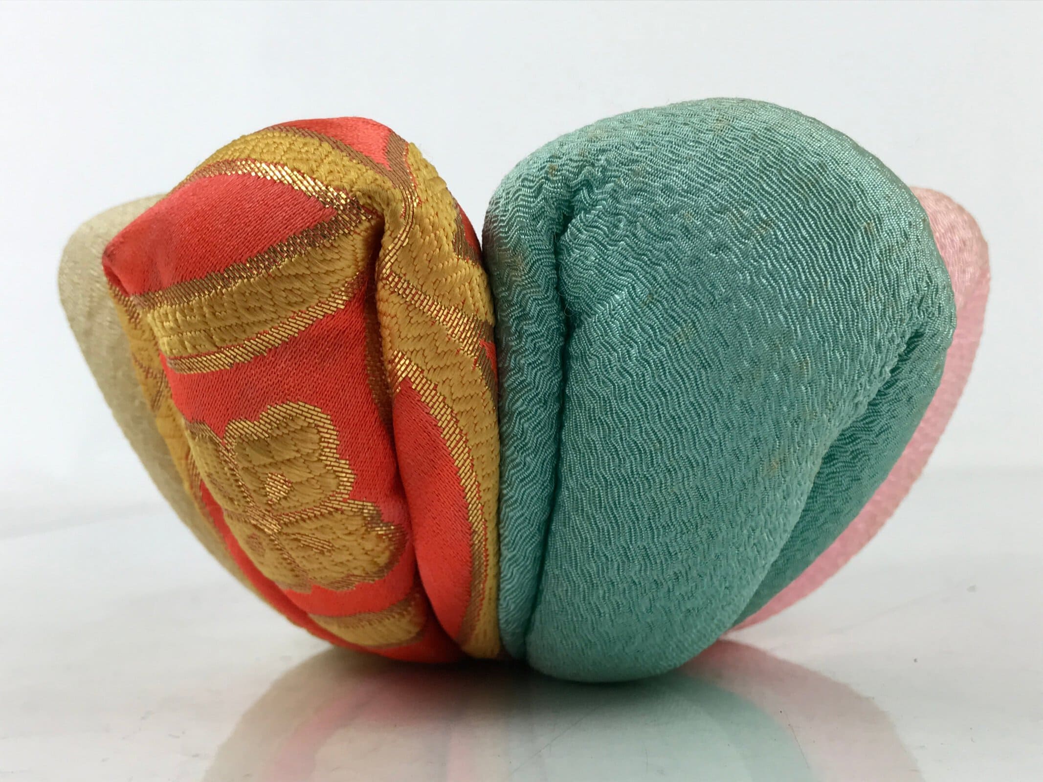 Japanese Buddhist Orin Bell Singing Bowl Fabric Pillow Multicolor Chirimen BA545