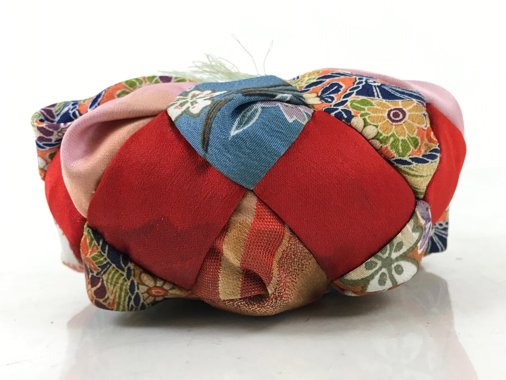 Japanese Buddhist Orin Bell Singing Bowl Fabric Pillow Vtg Blue Purple BA551