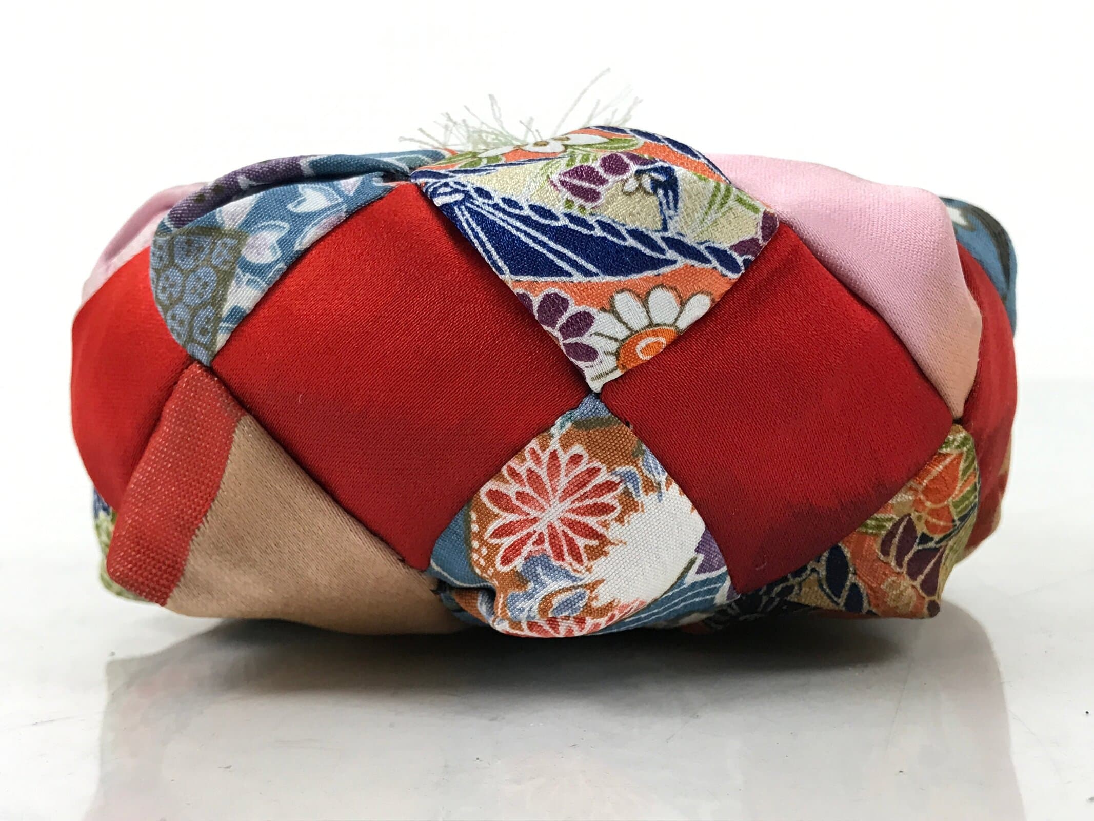 Japanese Buddhist Orin Bell Singing Bowl Fabric Pillow Vtg Blue Purple BA551