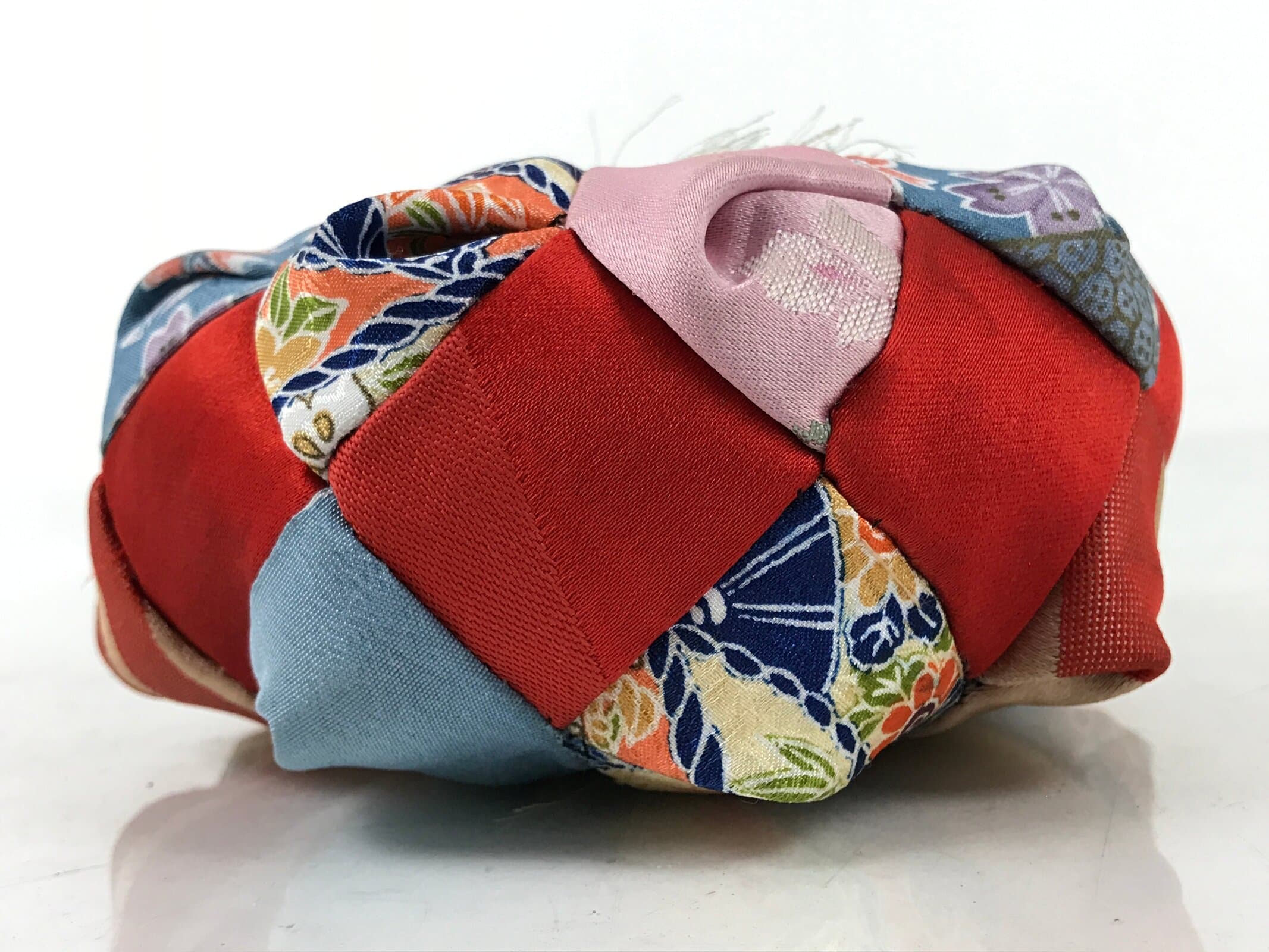 Japanese Buddhist Orin Bell Singing Bowl Fabric Pillow Vtg Blue Purple BA551