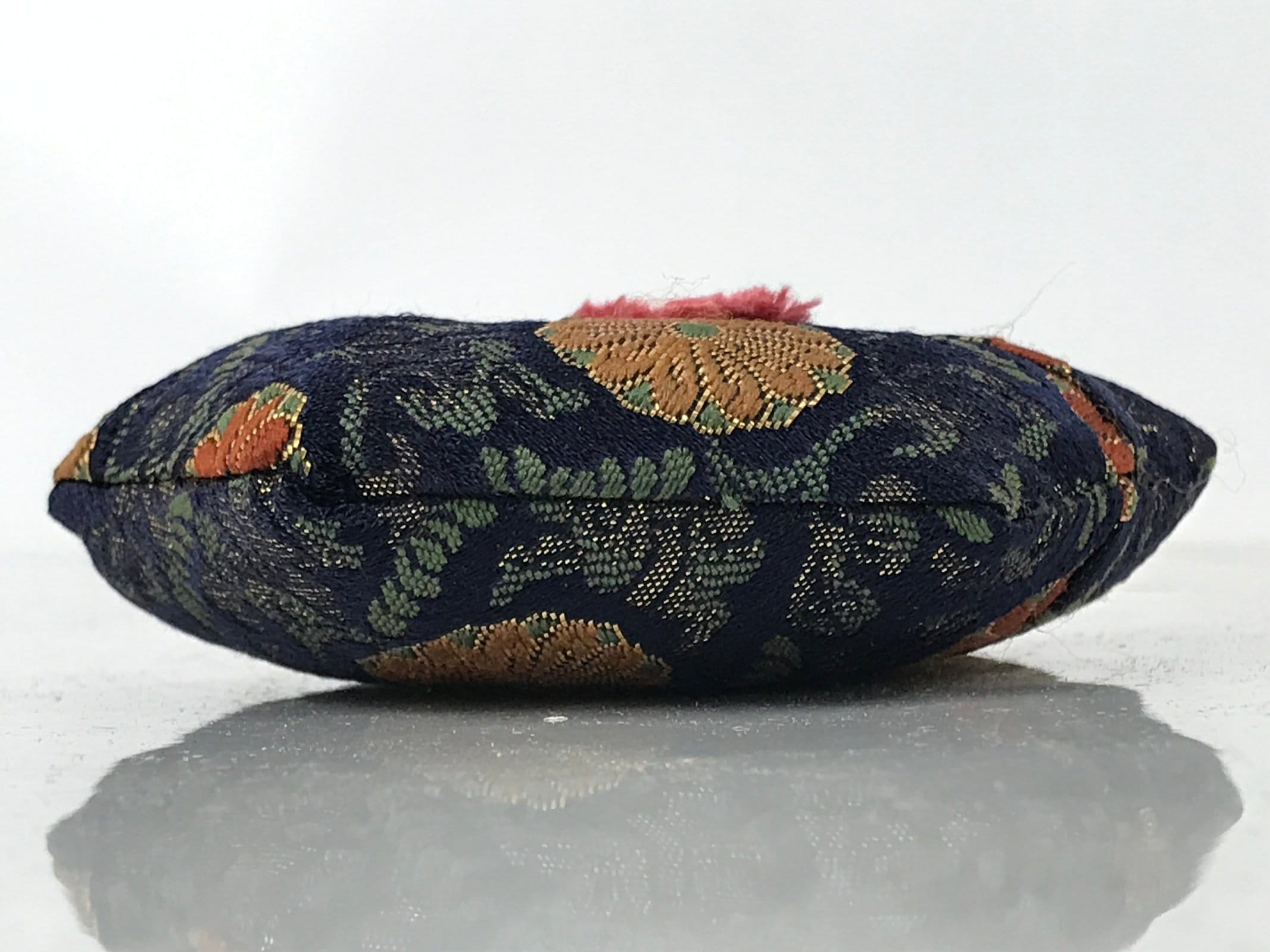 Japanese Buddhist Orin Bell Singing Bowl Silk Pillow Small Hexagon Blue BA565