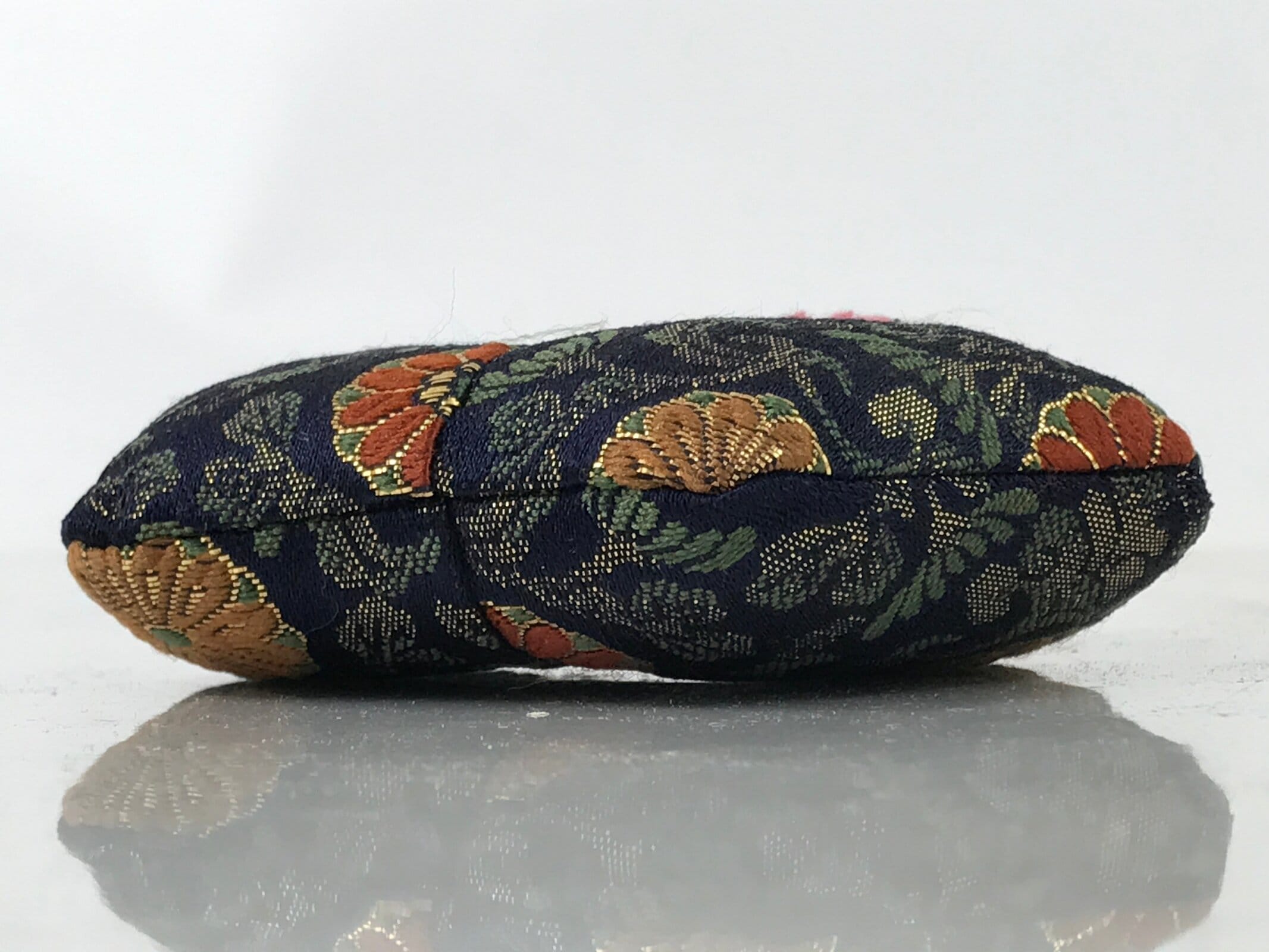 Japanese Buddhist Orin Bell Singing Bowl Silk Pillow Small Hexagon Blue BA565