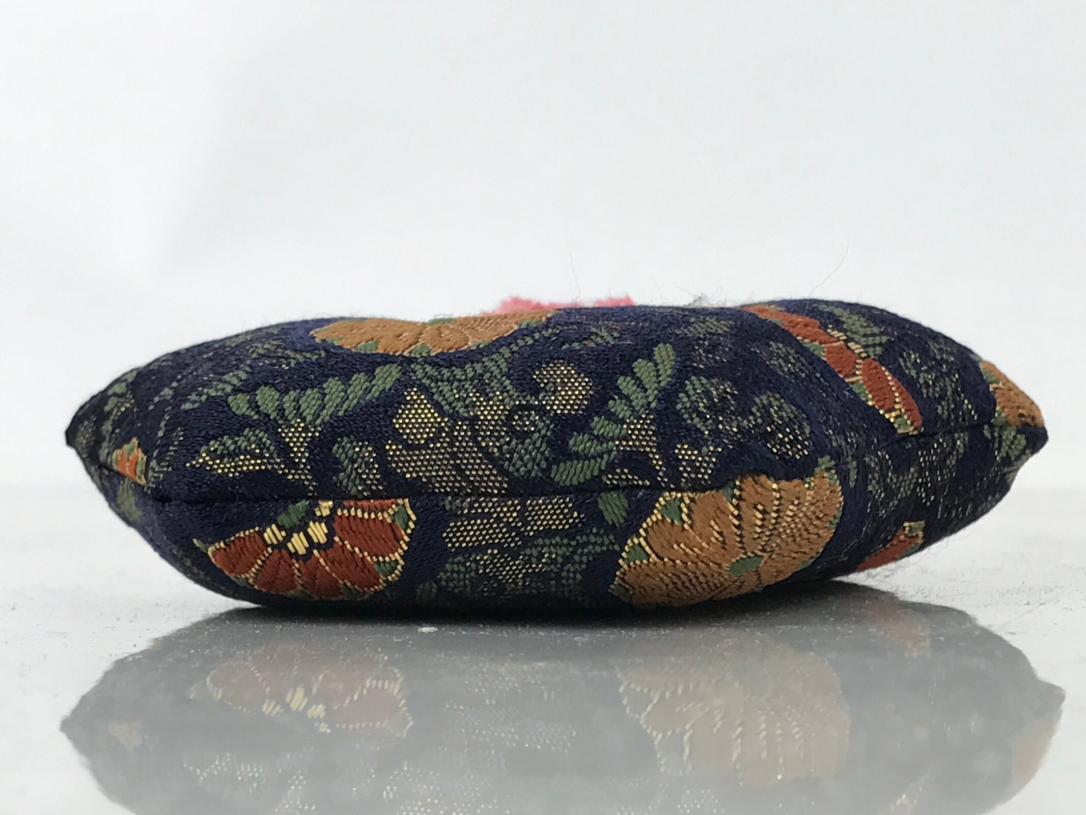 Japanese Buddhist Orin Bell Singing Bowl Silk Pillow Small Hexagon Blue BA565