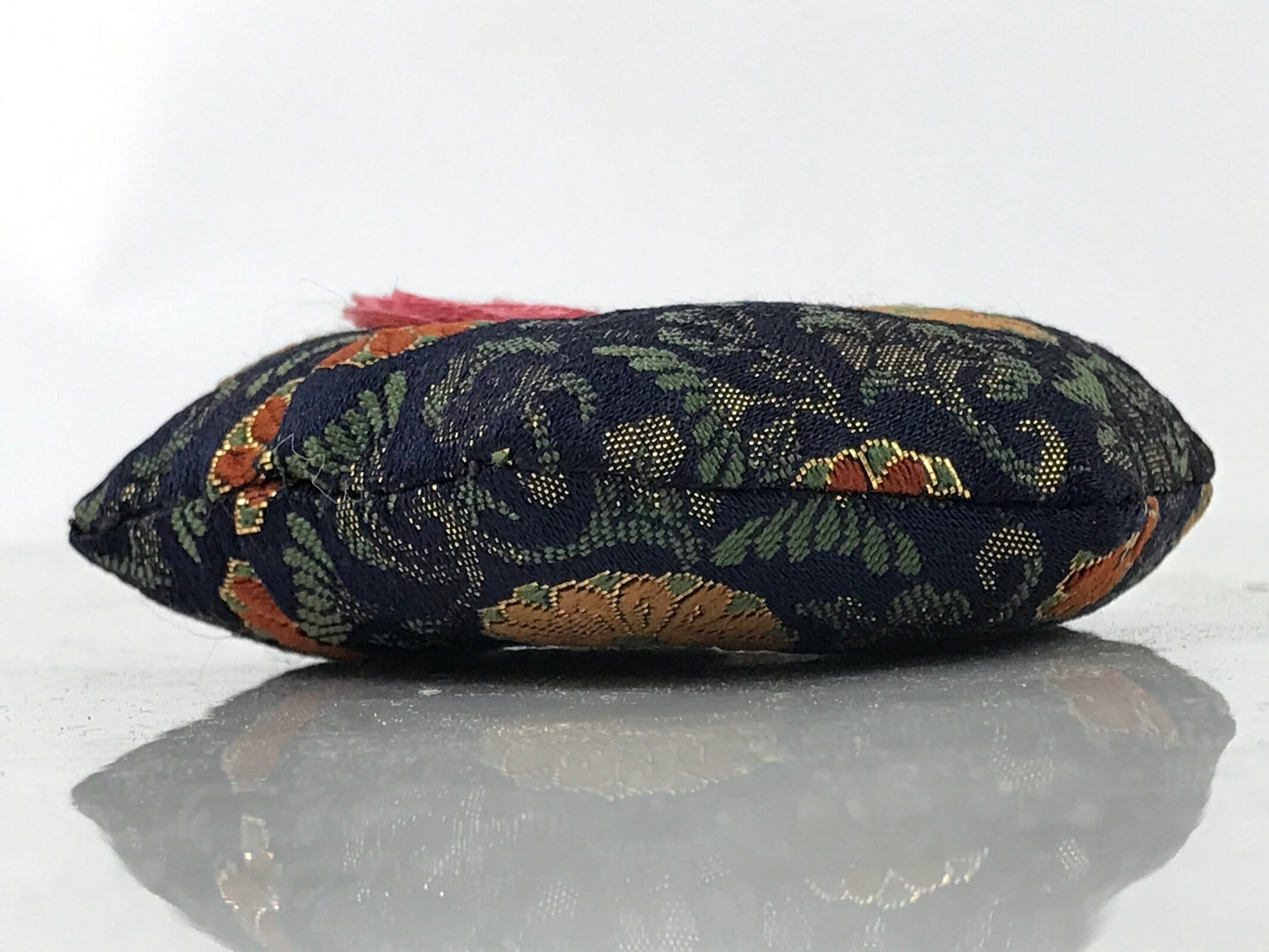 Japanese Buddhist Orin Bell Singing Bowl Silk Pillow Small Hexagon Blue BA565