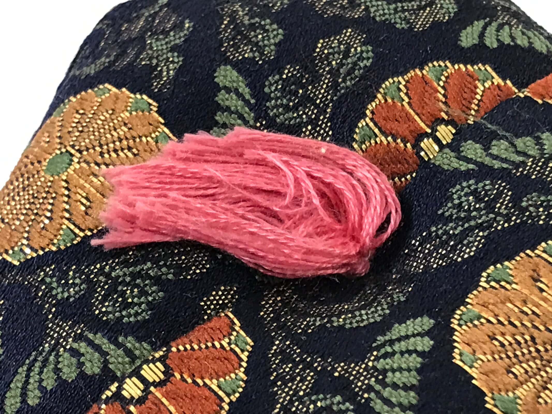 Japanese Buddhist Orin Bell Singing Bowl Silk Pillow Small Hexagon Blue BA565