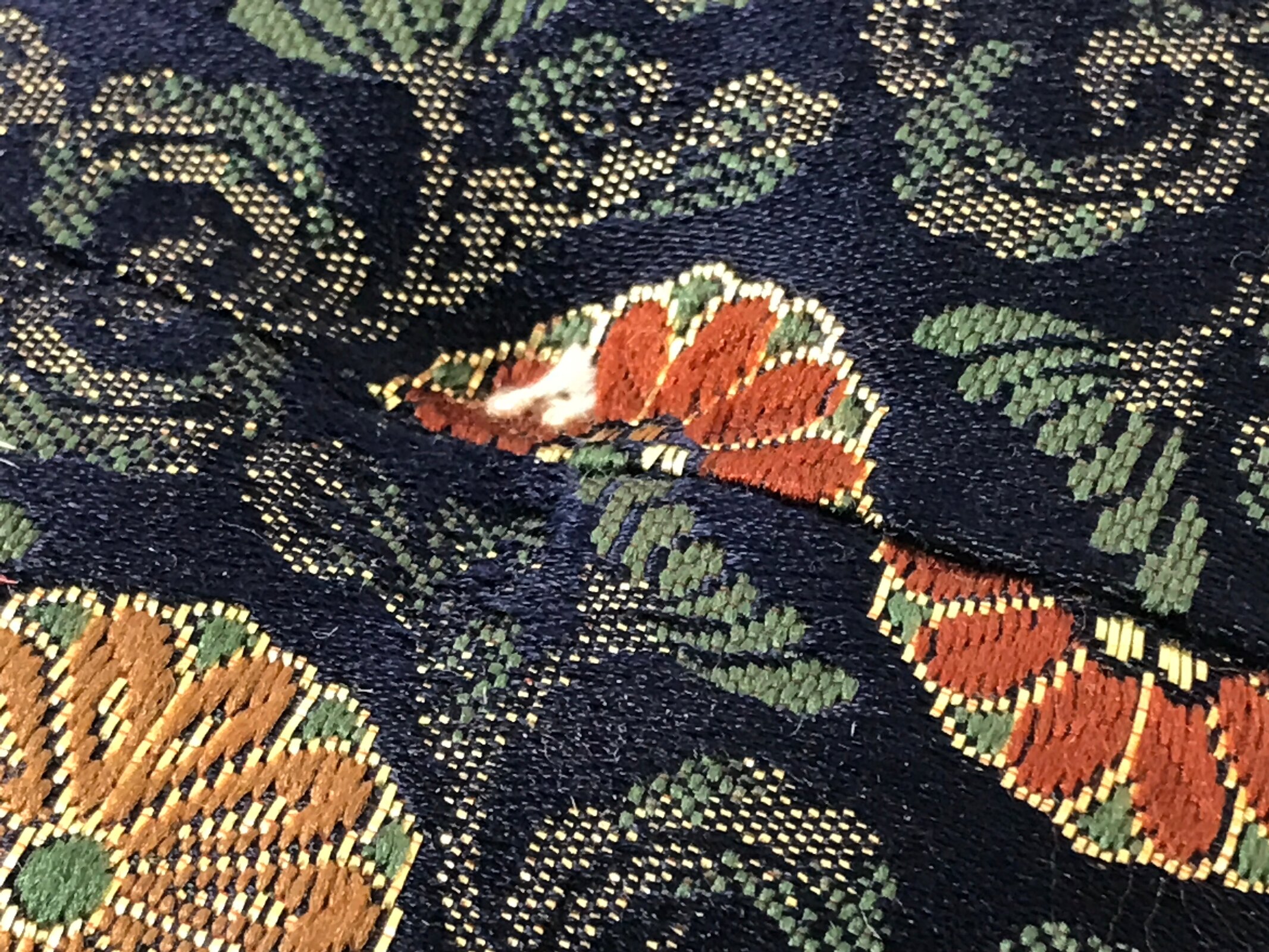 Japanese Buddhist Orin Bell Singing Bowl Silk Pillow Small Hexagon Blue BA565