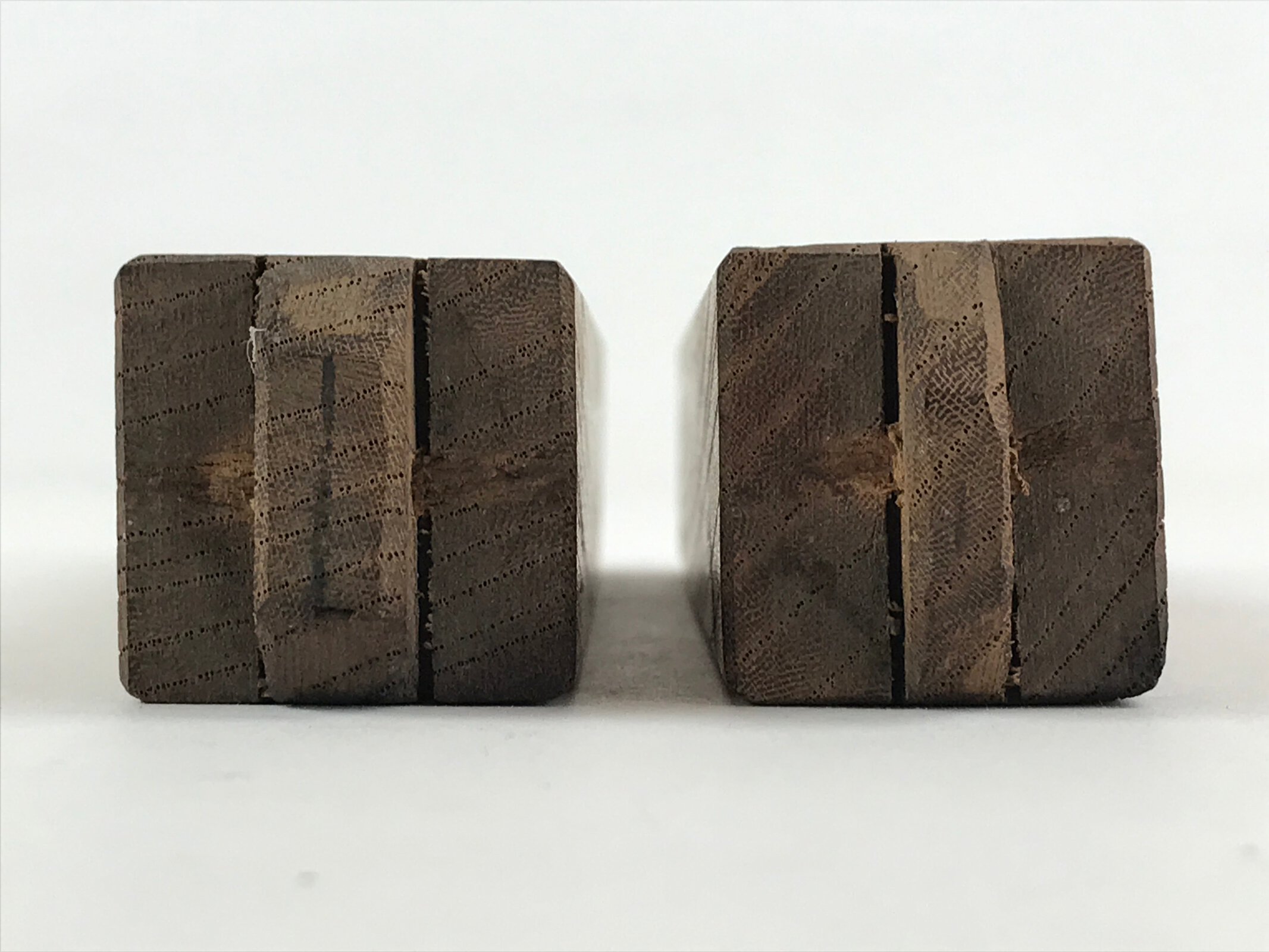 Japanese Buddhist Percussion Instrument Hyoushigi Ongi Vtg Wood Brown BA76