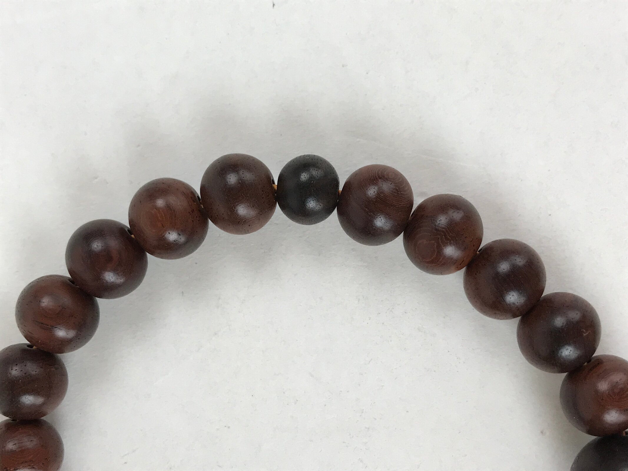 Japanese Buddhist Prayer Beads Bracelet Vtg Rosary Juzu Wood Dark Brown JZ130