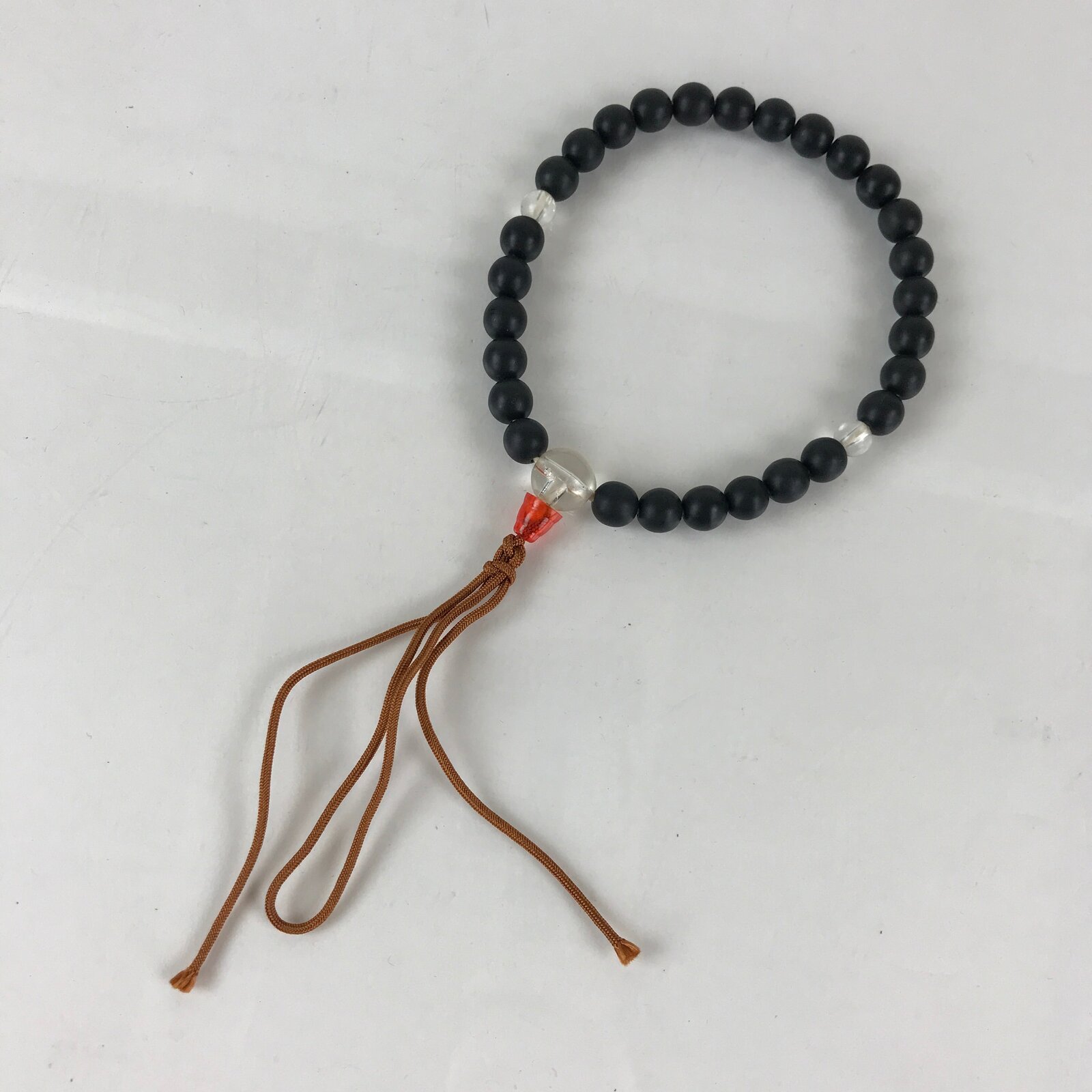 Japanese Buddhist Prayer Beads Vtg Black Juzu Rosary Bracelet JZ108