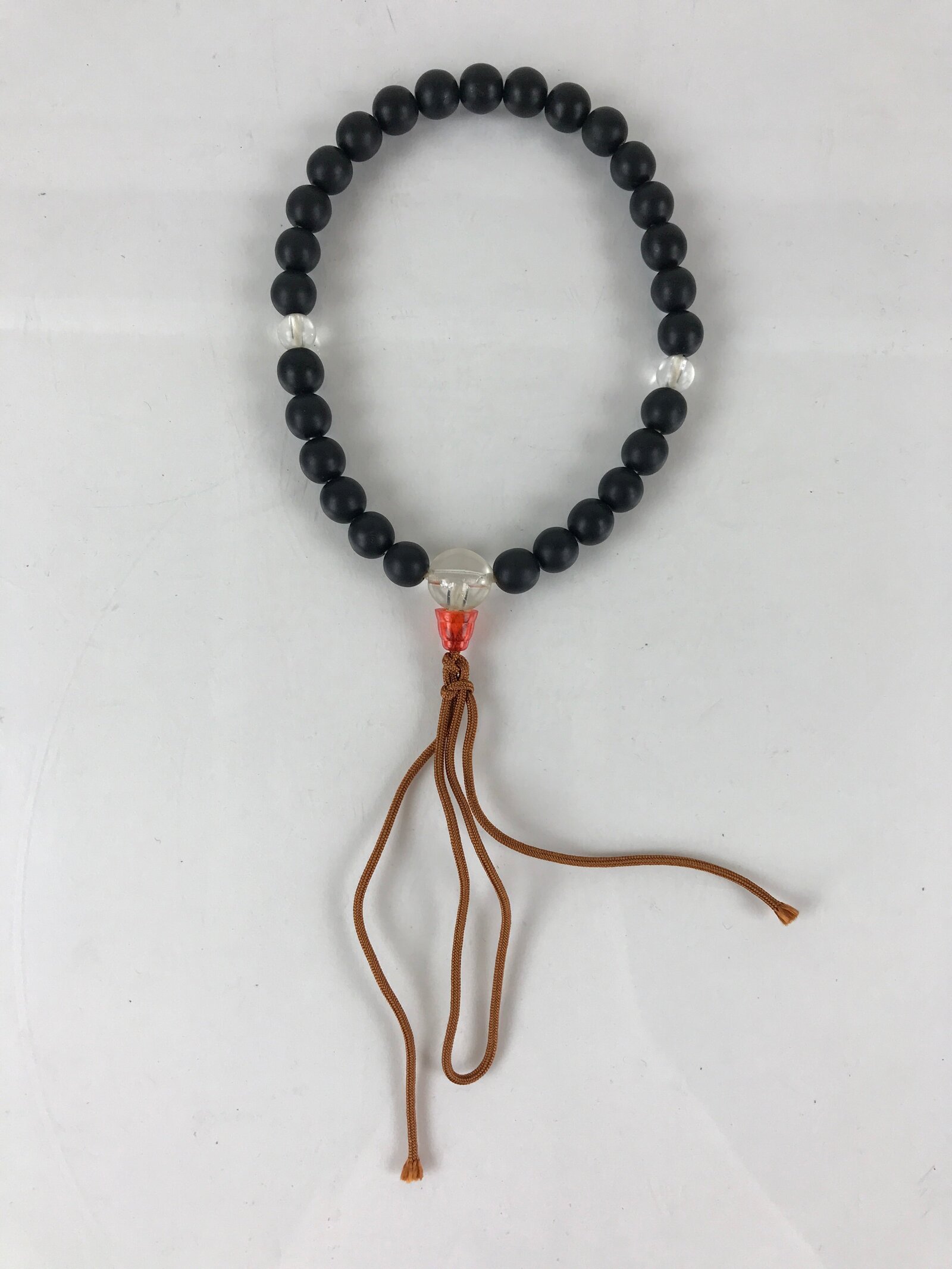 Japanese Buddhist Prayer Beads Vtg Black Juzu Rosary Bracelet JZ108