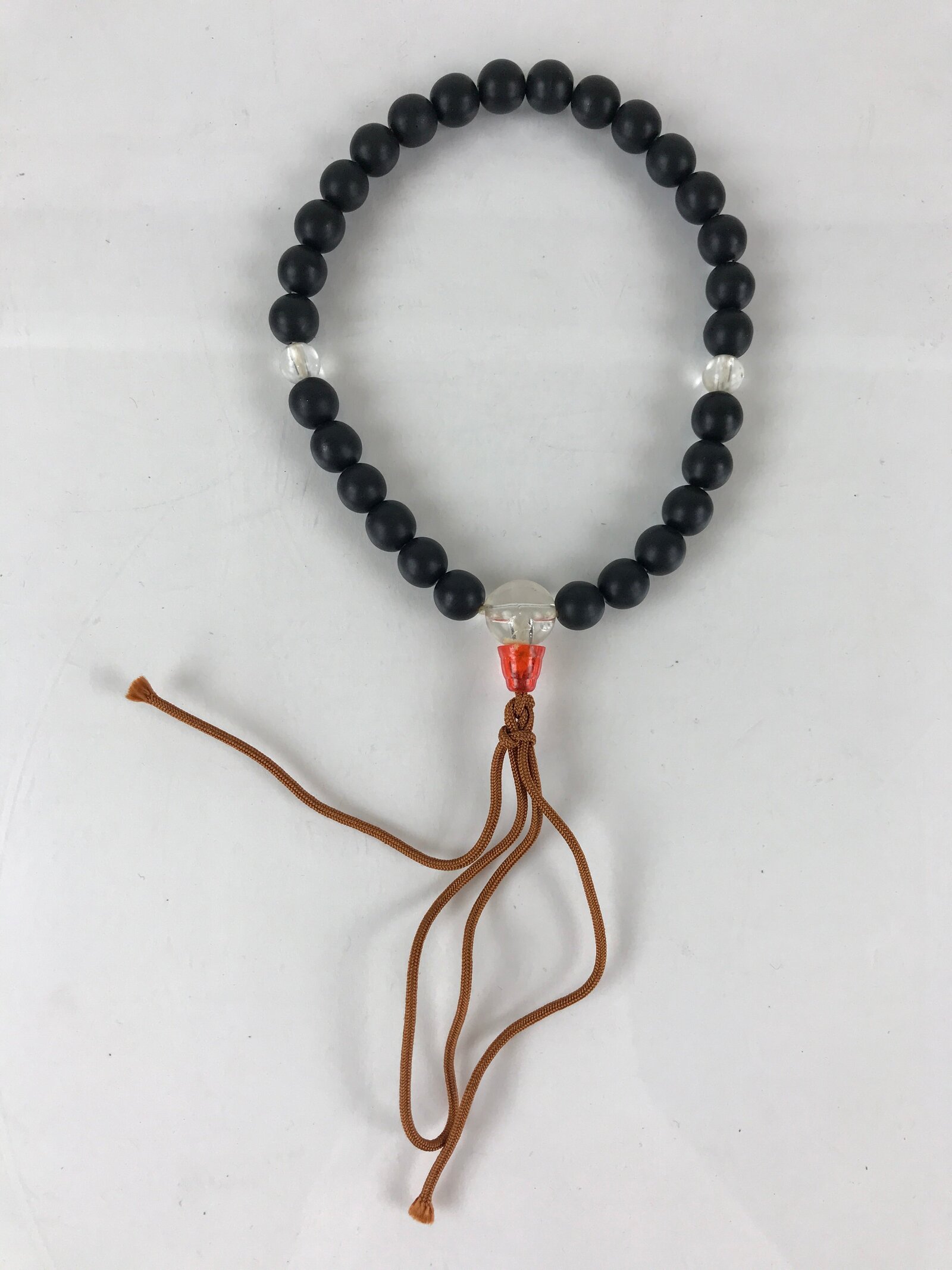 Japanese Buddhist Prayer Beads Vtg Black Juzu Rosary Bracelet JZ108