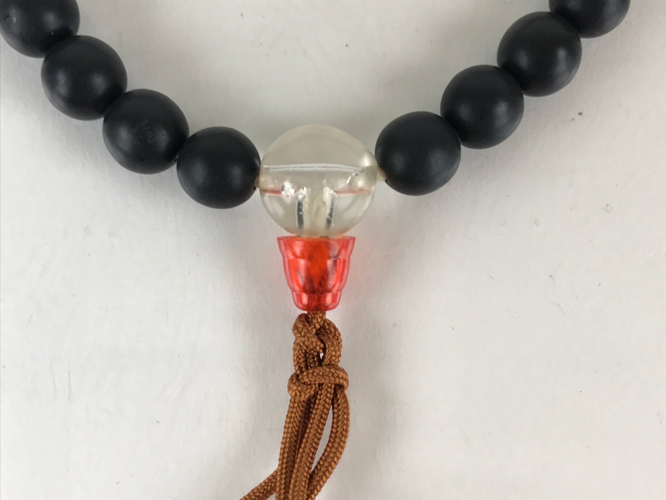 Japanese Buddhist Prayer Beads Vtg Black Juzu Rosary Bracelet JZ108
