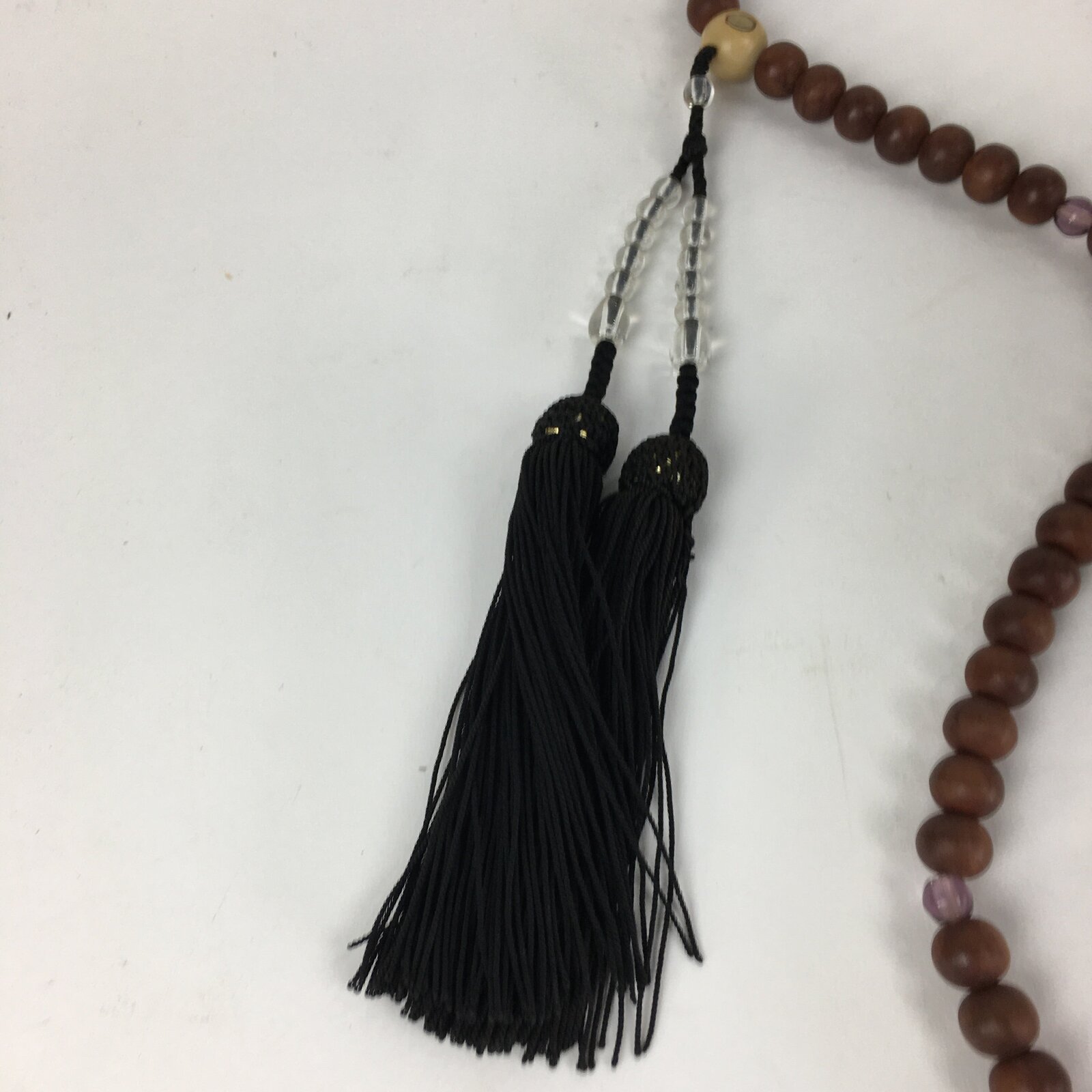 Japanese Buddhist Prayer Beads Vtg Brown Wood Beads Juzu Rosary Bracelet JZ80