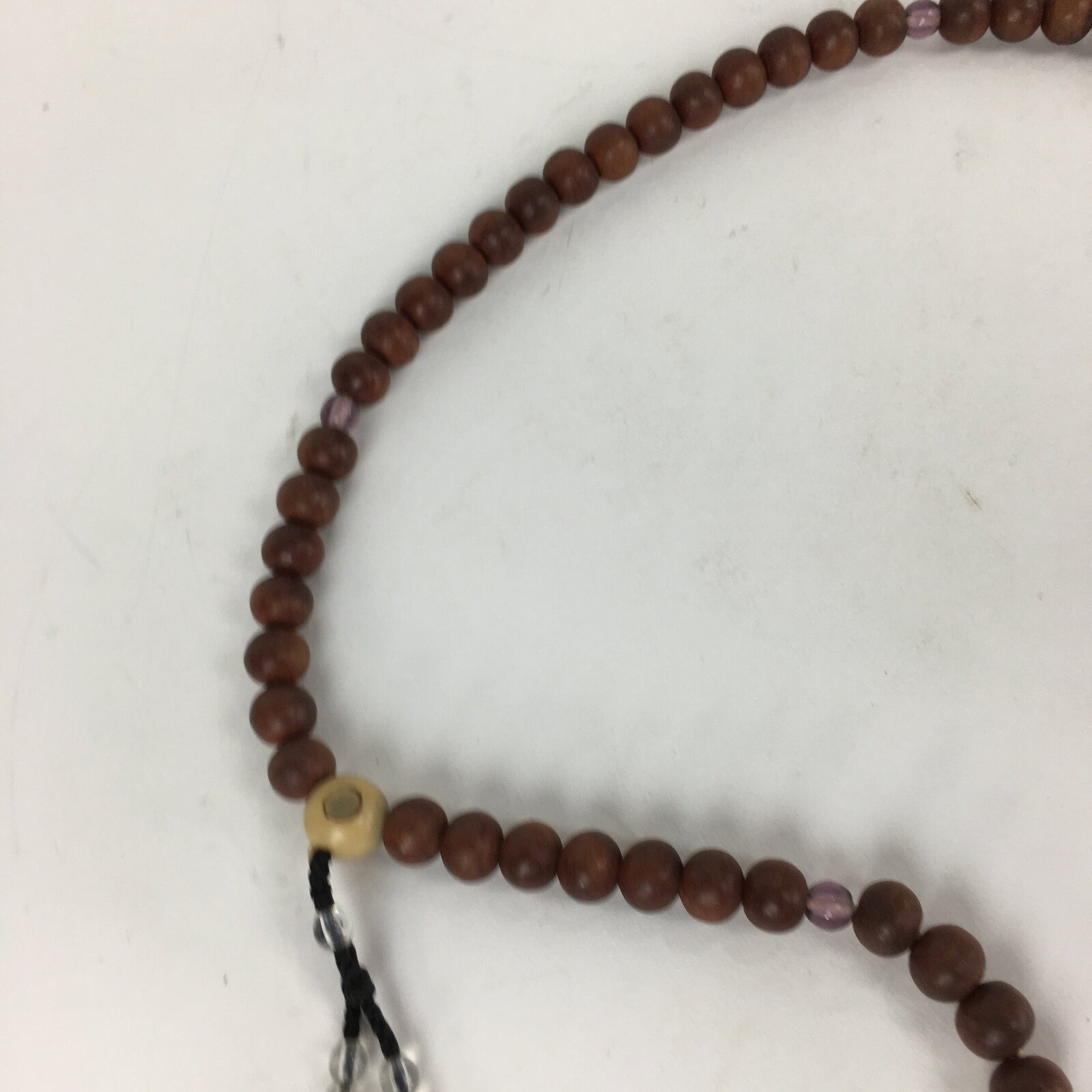 Japanese Buddhist Prayer Beads Vtg Brown Wood Beads Juzu Rosary Bracelet JZ80