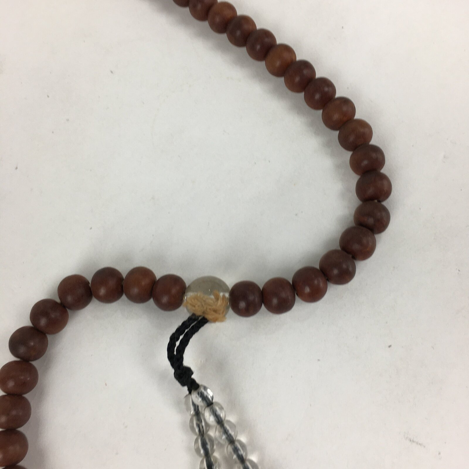 Japanese Buddhist Prayer Beads Vtg Brown Wood Beads Juzu Rosary Bracelet JZ80