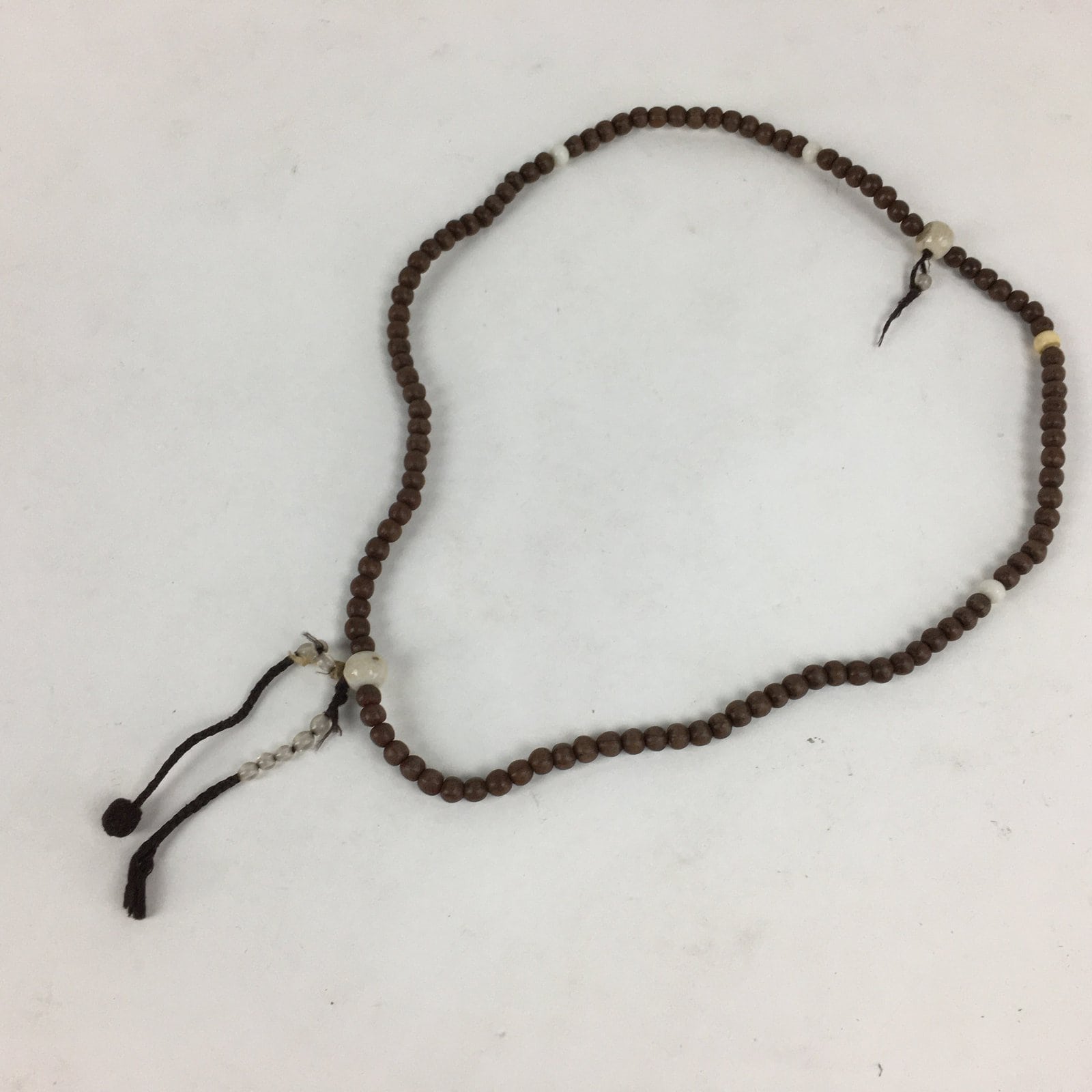 Japanese Buddhist Prayer Beads Vtg Brown Wood Beads Juzu Rosary Bracelet JZ81