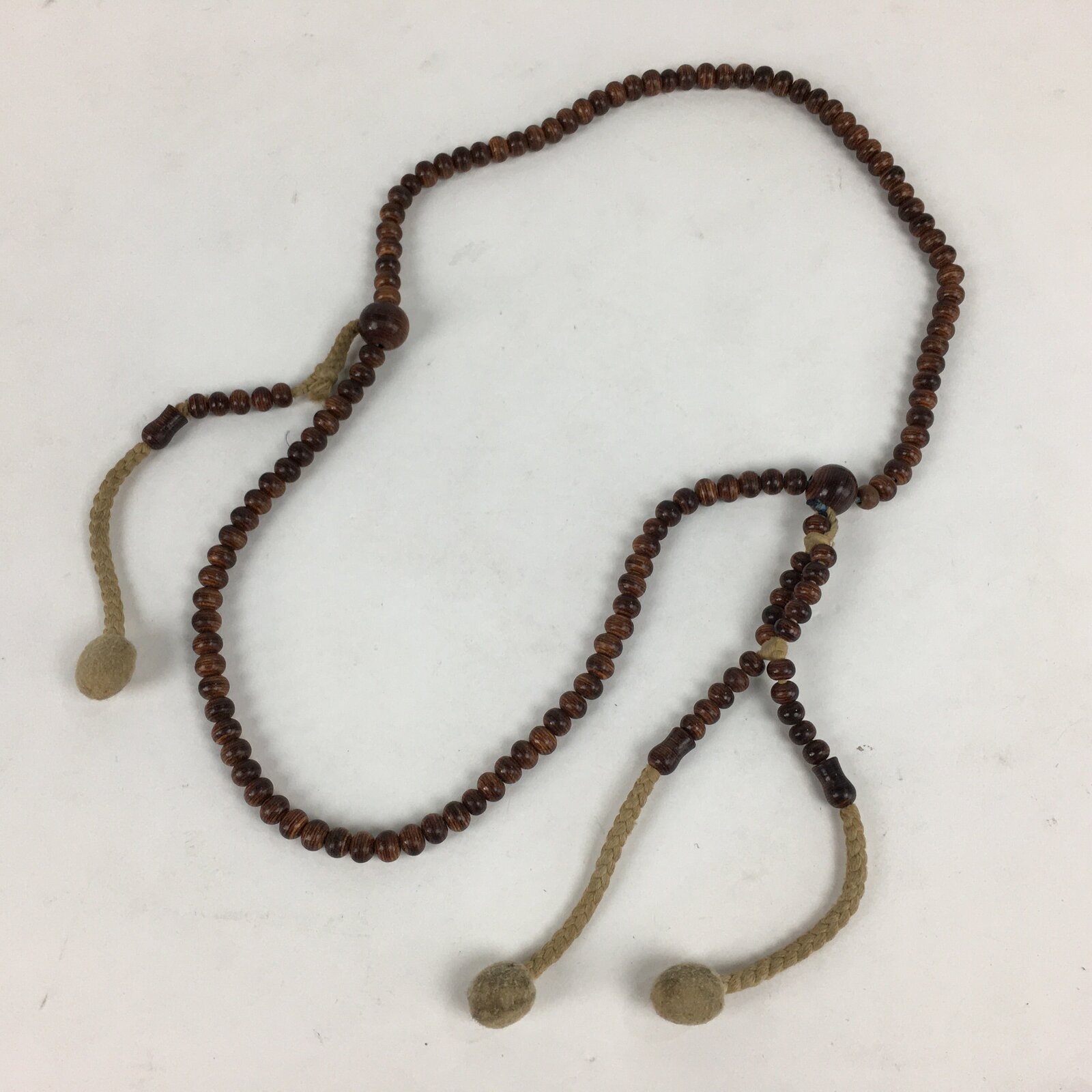 Japanese Buddhist Prayer Beads Vtg Brown Wood Beads Juzu Rosary Bracelet JZ82