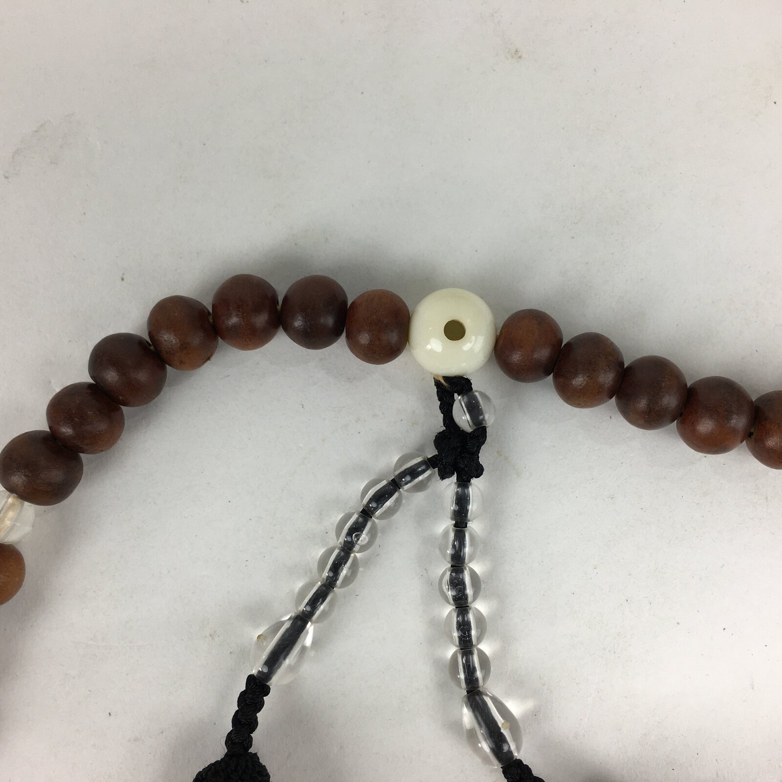 Japanese Buddhist Prayer Beads Vtg Brown Wood Beads Juzu Rosary Bracelet JZ90
