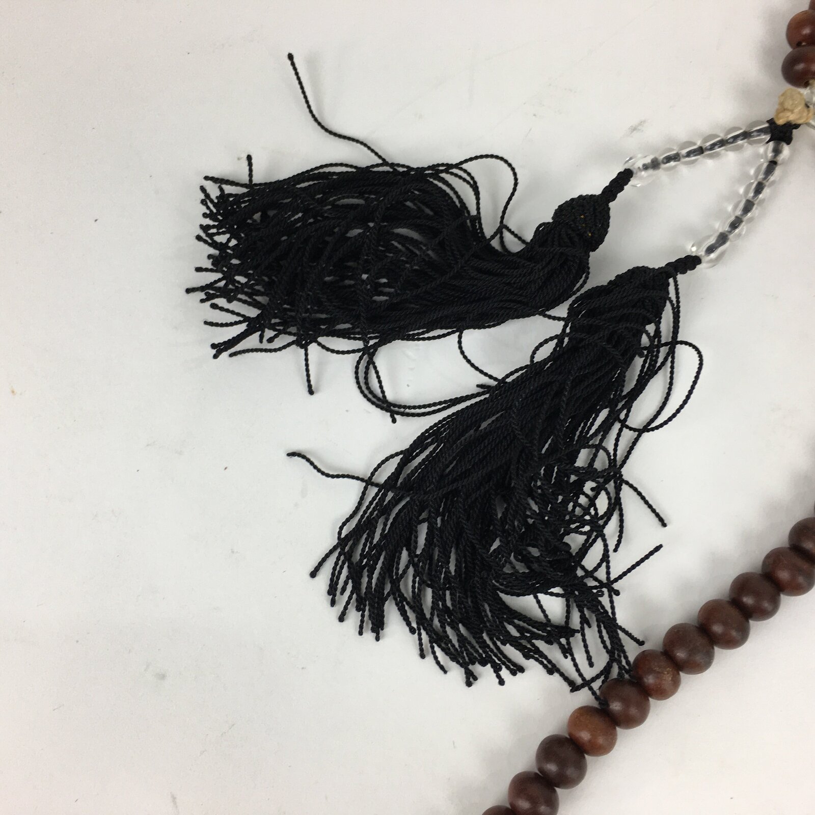 Japanese Buddhist Prayer Beads Vtg Brown Wood Beads Juzu Rosary Bracelet JZ90