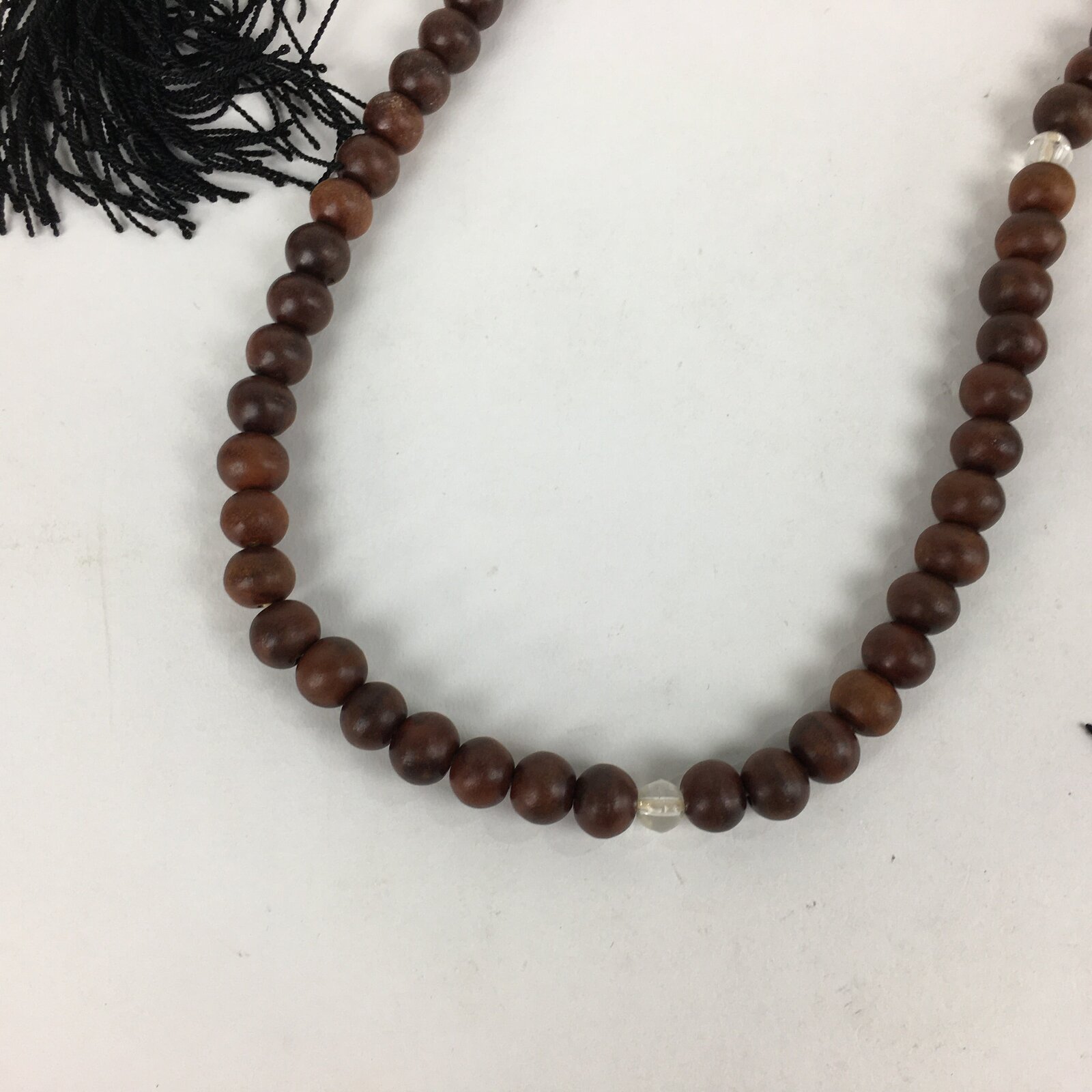 Japanese Buddhist Prayer Beads Vtg Brown Wood Beads Juzu Rosary Bracelet JZ90