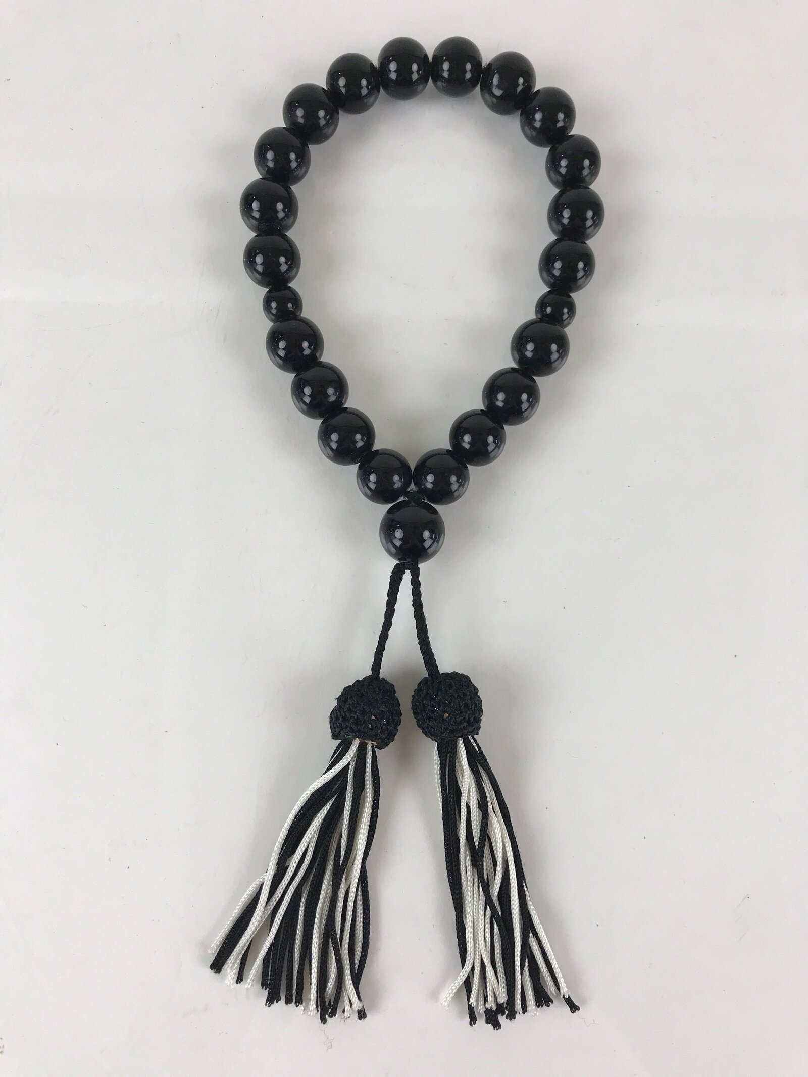 Japanese Buddhist Prayer Beads Vtg Stone Black Juzu Rosary Bracelet JZ106