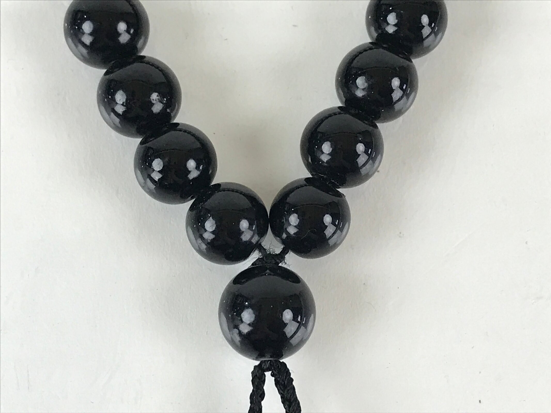 Japanese Buddhist Prayer Beads Vtg Stone Black Juzu Rosary Bracelet JZ106