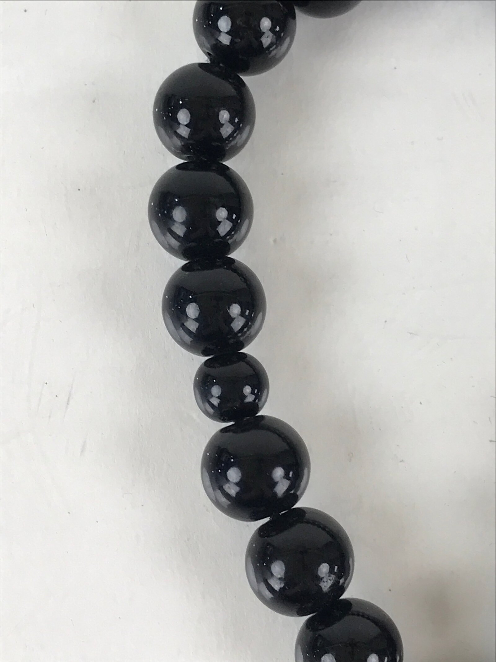 Japanese Buddhist Prayer Beads Vtg Stone Black Juzu Rosary Bracelet JZ106