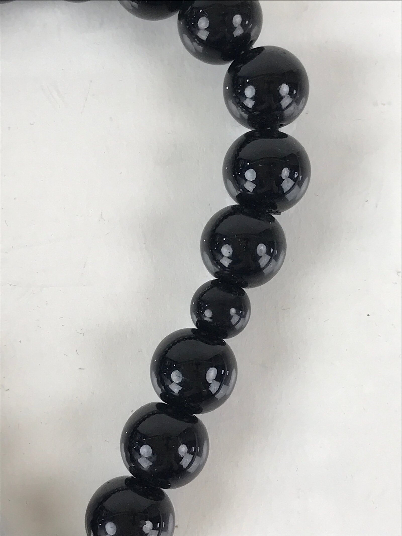 Japanese Buddhist Prayer Beads Vtg Stone Black Juzu Rosary Bracelet JZ106