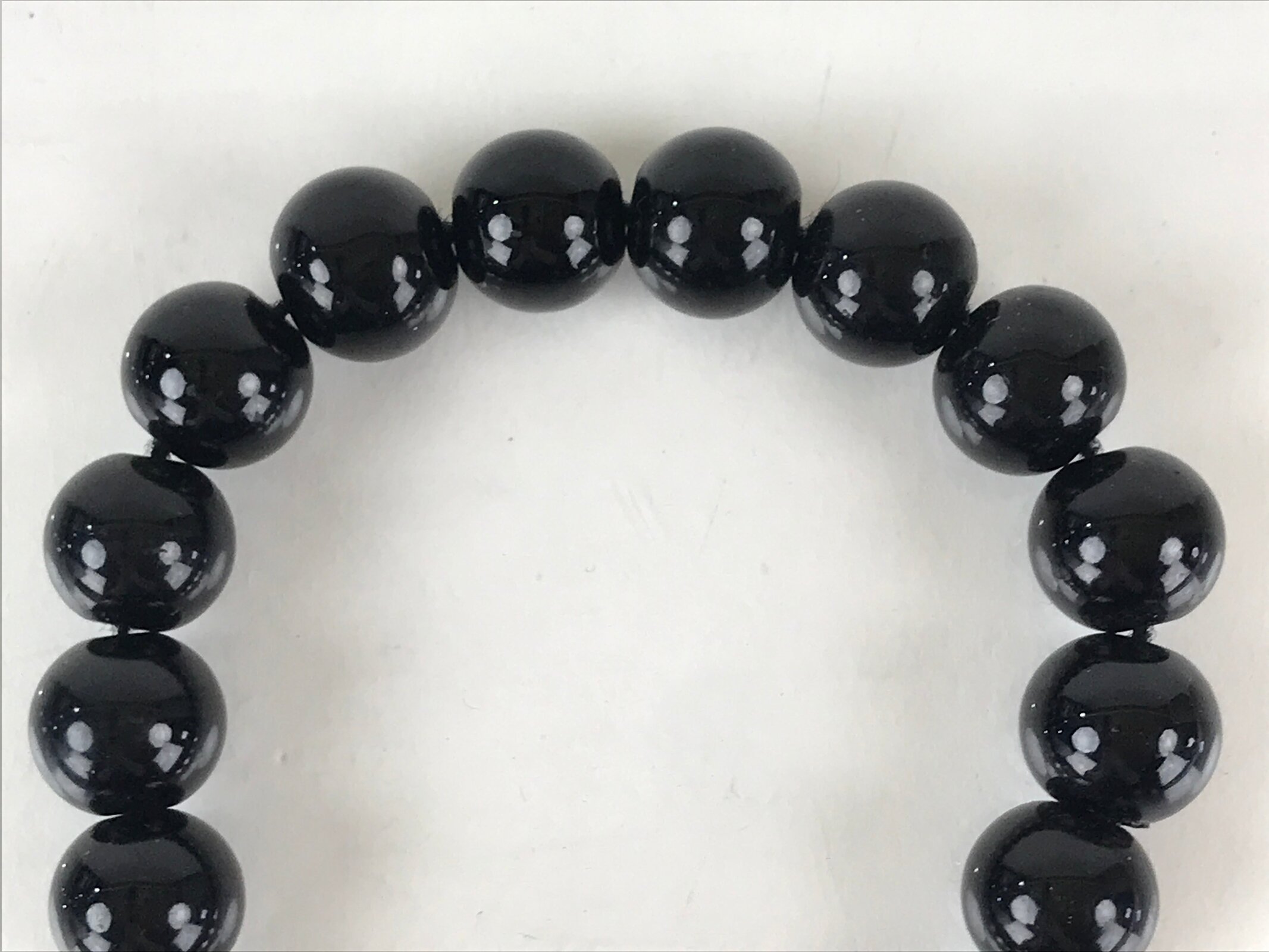 Japanese Buddhist Prayer Beads Vtg Stone Black Juzu Rosary Bracelet JZ106